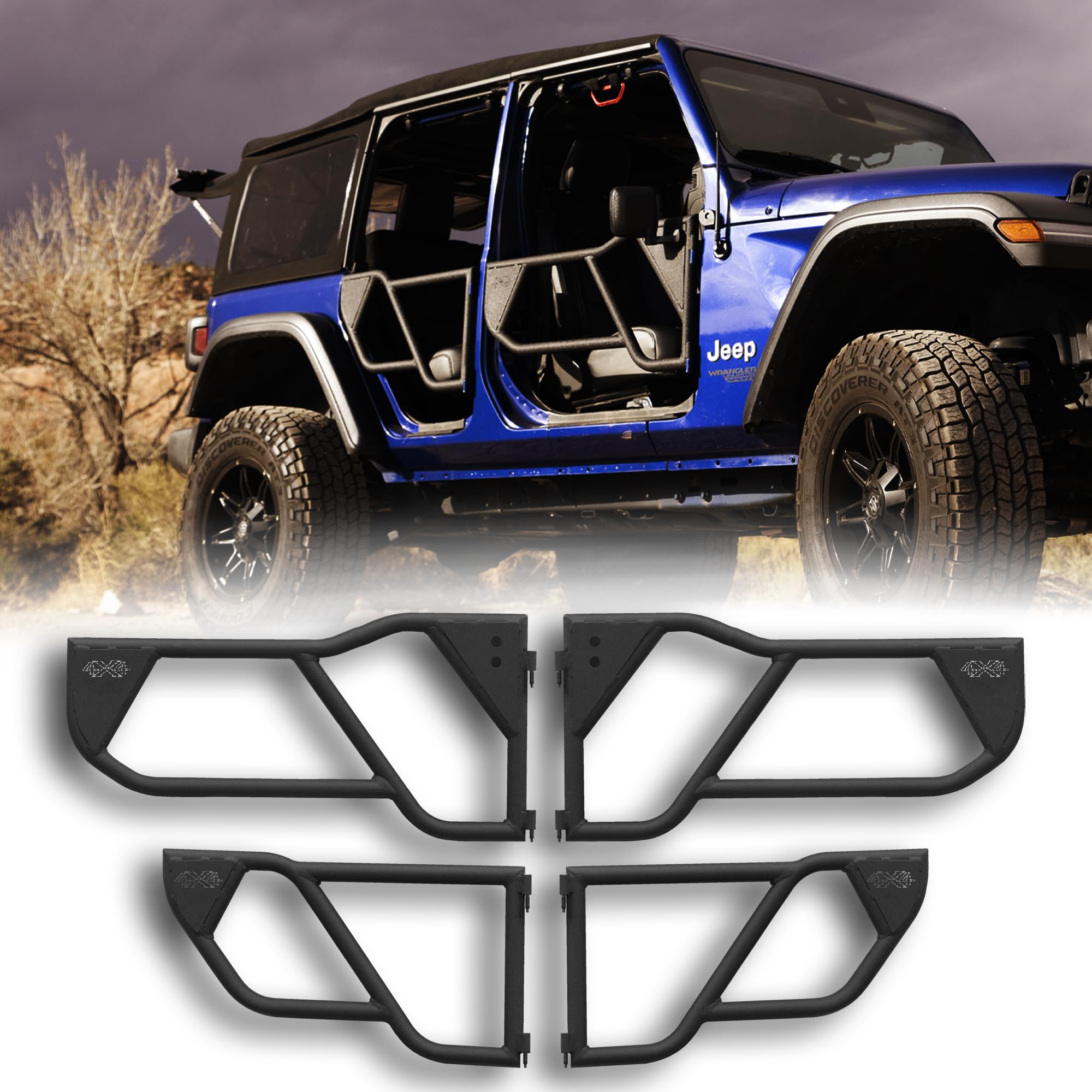 Razor EZ4X4 4-Door Aluminum Half Tube Doors for JLU Wrangler & JT Gladiator 2018-2023 Patent Pending