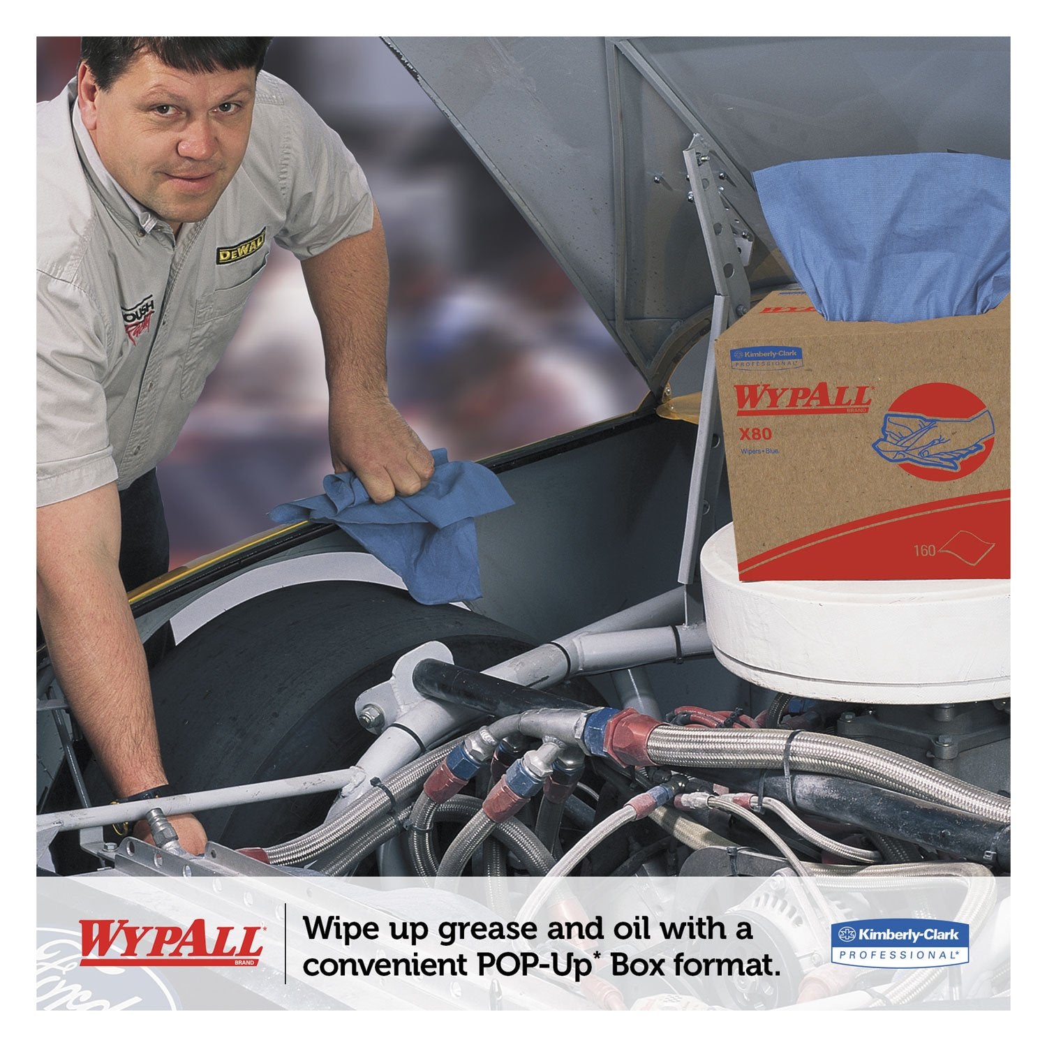 WypAll Kimberly-Clark 41041 X80 Wipers, BRAG Box, HYDROKNIT, Blue, 12 1/2 x 16 4/5, 160 Wipers/Carton