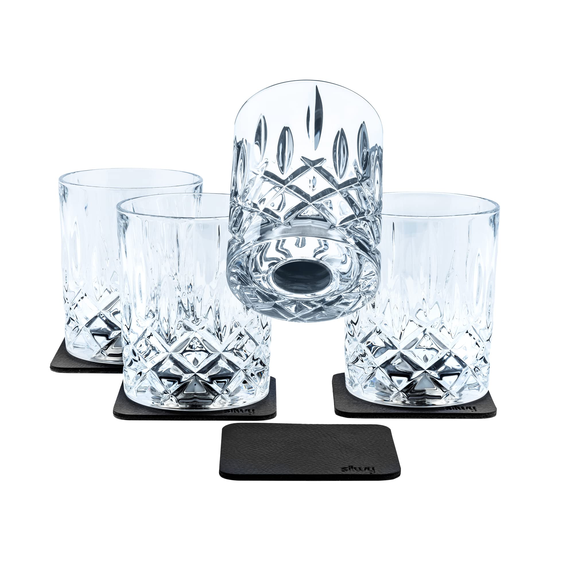 silwy® Whisky Magnet-Kristallgläser 4er Set inkl. vier wiederverwendbaren Metall-Nano-Gel-Pads - rutschfeste Magnetgläser für Camping, Caravaning und Boating COG: 0 / Price: 98,95