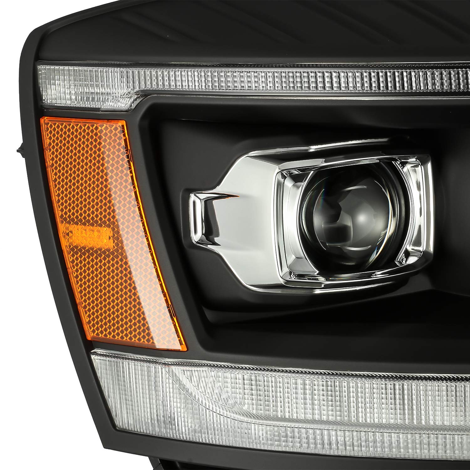PRO-Series AlphaRex 06-08 Dodge Ram 1500HD Projector Headlights Plank Style Black w/Seq Signal/DRL
