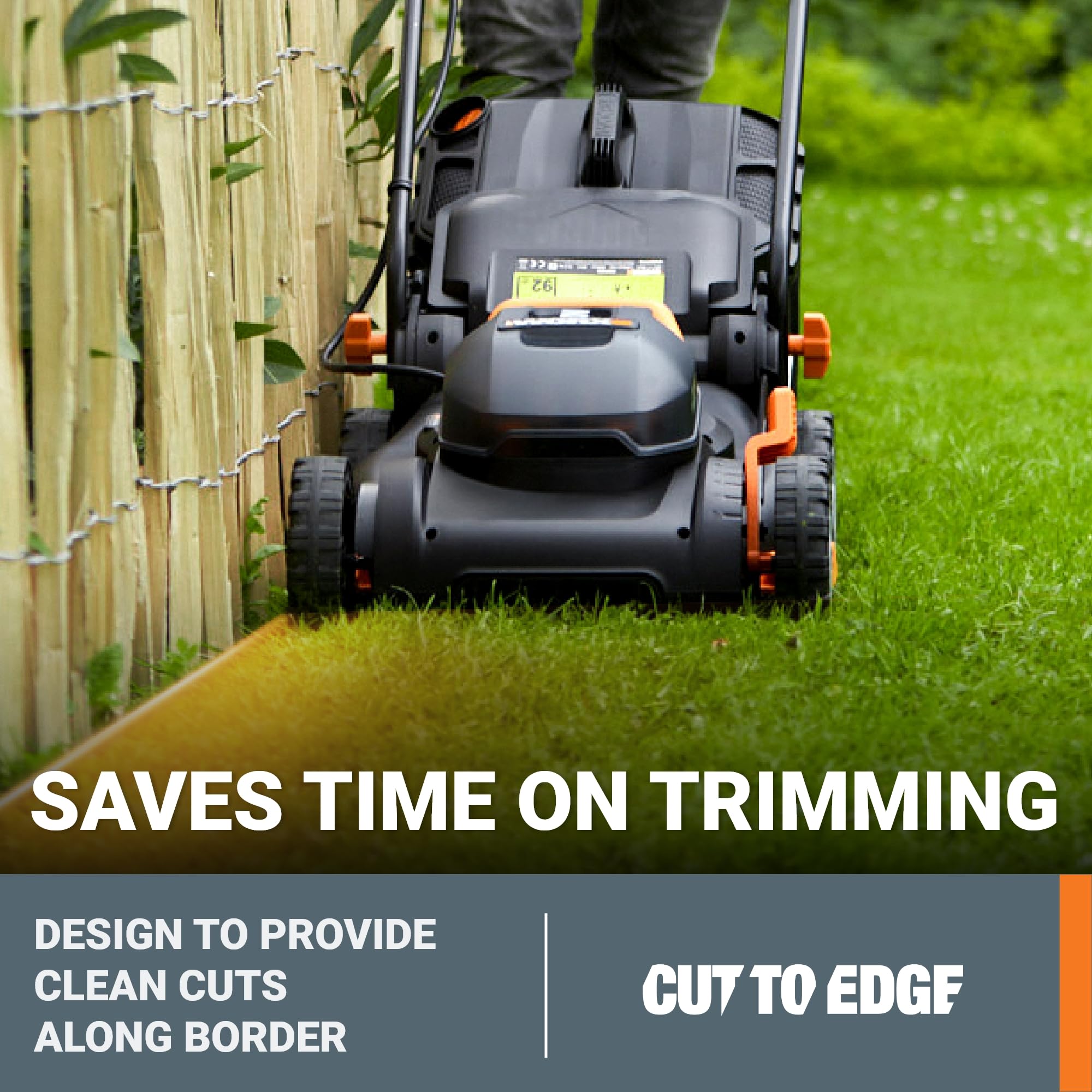 17" WORX Cordless Lawn Mower, 2 in 1 Electric Mower Cuts Quietly, Compact & Lightweight Push Lawn Mower with 7-Position Height Adjustment for Small Yards, 2 Batteries & Charger Included, WG743