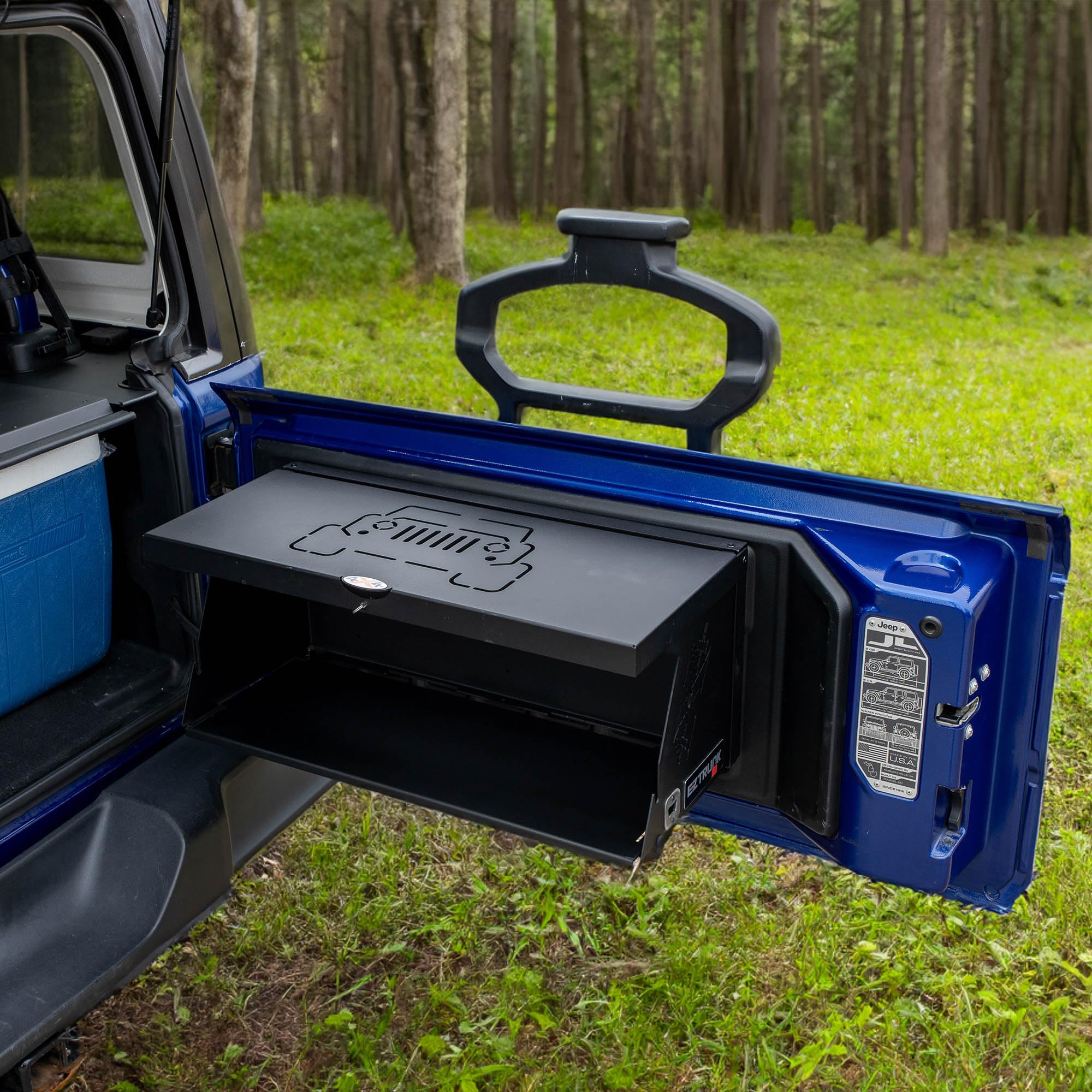 Double Level EZ4X4 Aluminum Lightweight Deluxe Tailgate Table Foldable Cargo Shelf Storage Rack fits All Wranglers TJ/JK/JKU/JL/JLU Patent Pending