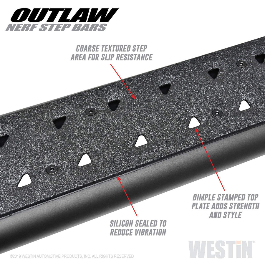 Outlaw Nerf Bars Westin 58-53715 fits 2014-2018 Silverado Sierra 1500 2019 Silverado LD Sierra 1500 Limited 2015-2019 Silverado Sierra 2500 3500 Double Cab Textured Black Pair