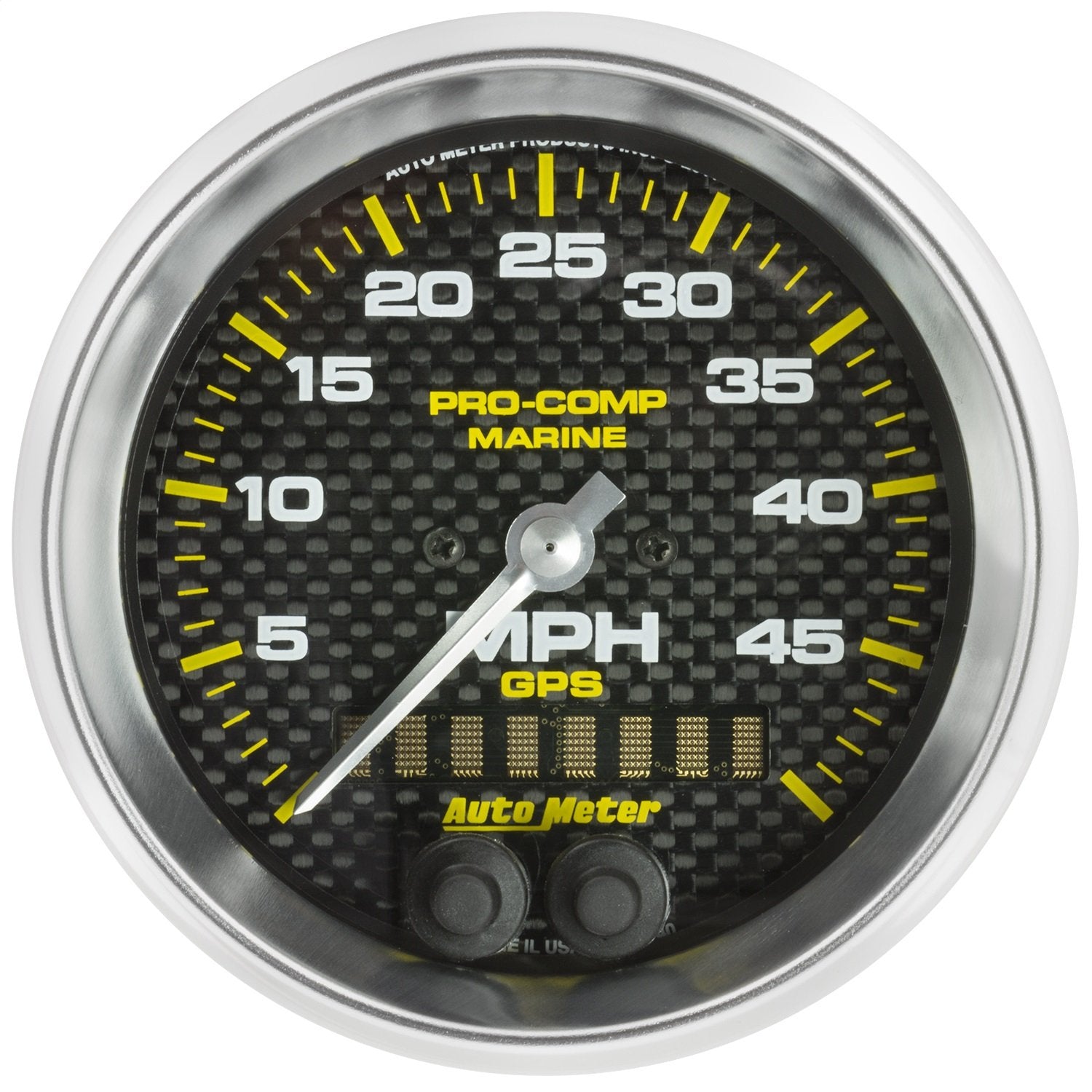 Speedometer AutoMeter Gauge, 3 3/8", 50Mph, GPS, Marine Carbon Fiber (200635-40)