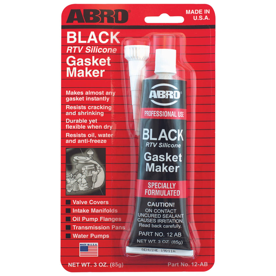 RTV Silicone Sealant and Gasket Maker ABRO: Up to 500 Degree F Heat, High Temp Silicone Sealant, 3 oz/85g Tube - Black