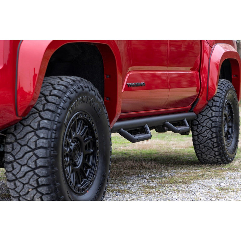 Rough Country Nerf Step Bars for Tacoma Toyota (2024-2025) Double Cab - Rugged Full Length Nerf Bars with Side Steps, Bolt-On Install