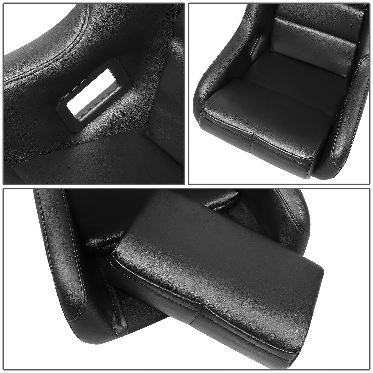 Bucket Racing Seat NRG Innovations FRP-302BK-V Double Layer FRP Black Vinyl Wrapped Mixed-density Foam 5 Point Harness Compatibility