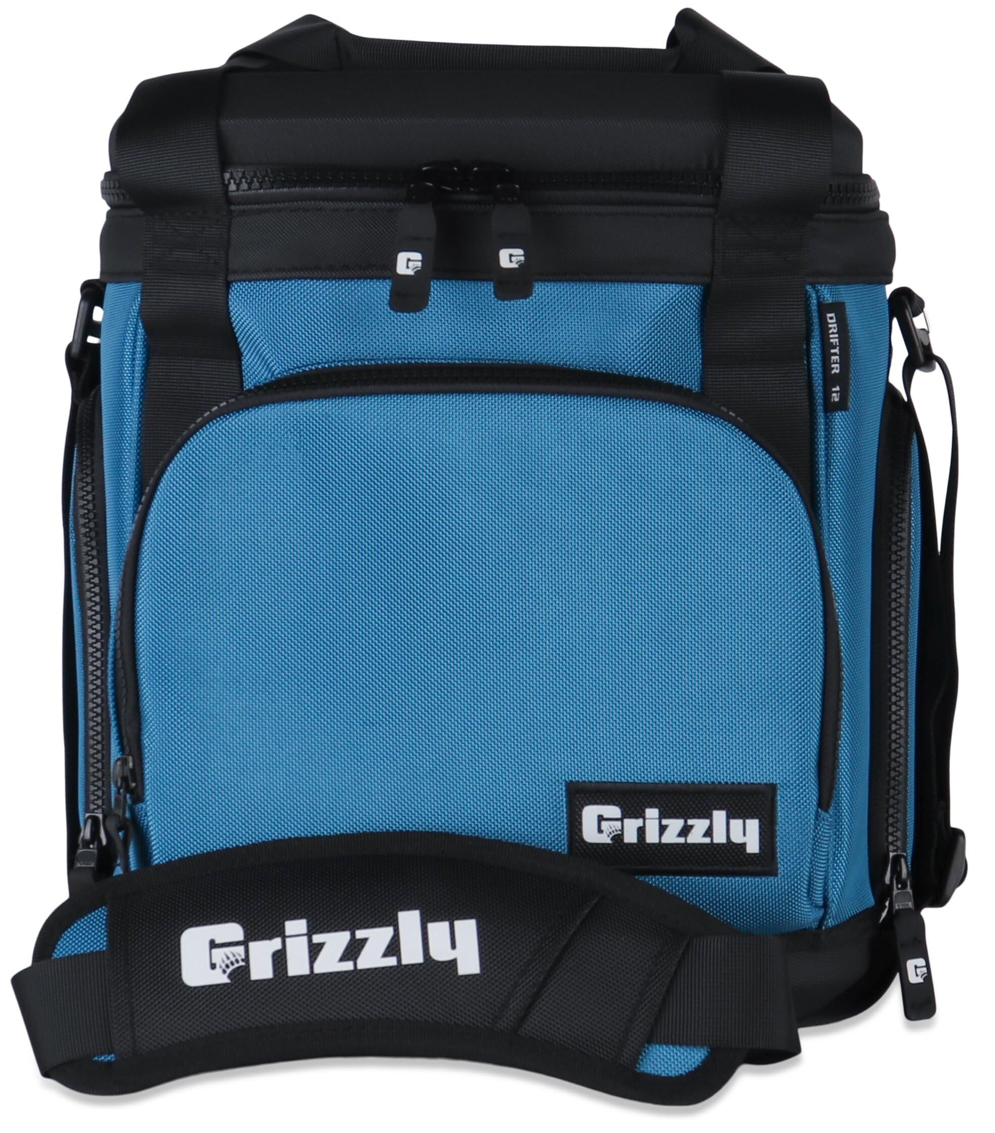 12 Grizzly Drifter Soft Sided Cooler |12 qt Flip-Top Soft Top Cooler | Ice Chest for Beach Boat Camping Car Fishing Golf Hiking Hunting Picnic | Lightweight Portable Insulated Waterproof | Slate Blue