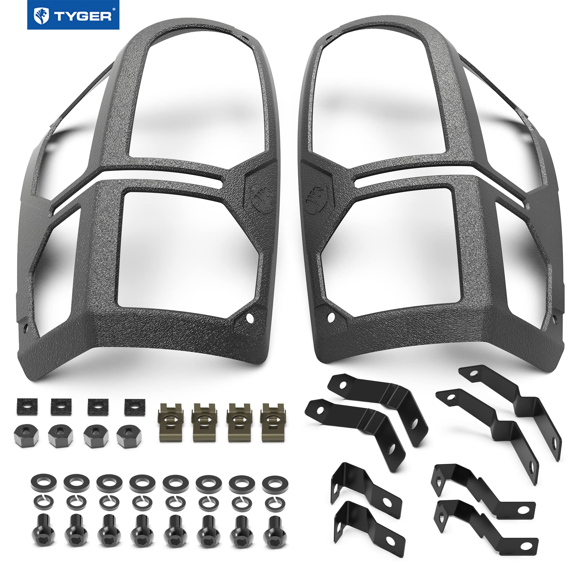 Tyger Auto Cast Aluminum Alloy Premium Pauldrons Tail Light Guard Covers Compatible with 2016-2023 Toyota Tacoma | Powdered Textured Black | No Drilling Required | TG-TG7T86668
