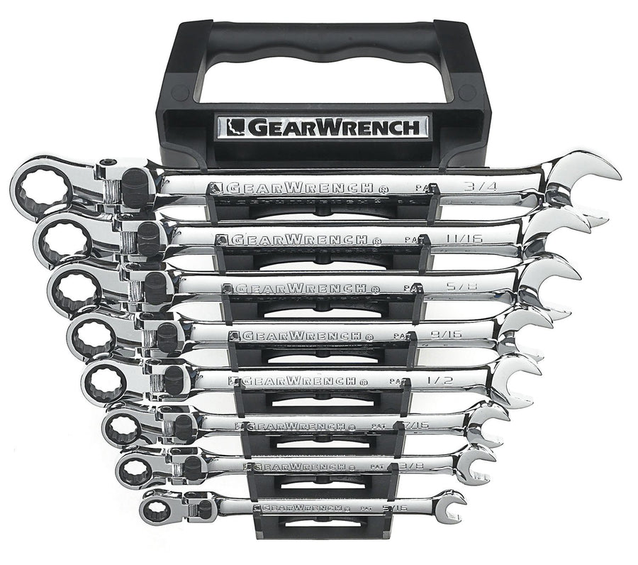 12 Pt. GEARWRENCH XL Locking Flex Head 8 Pc. Ratcheting Combination Wrench Set, SAE - 85798