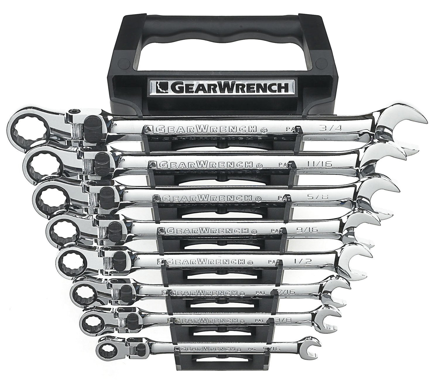 12 Pt. GEARWRENCH XL Locking Flex Head 8 Pc. Ratcheting Combination Wrench Set, SAE - 85798