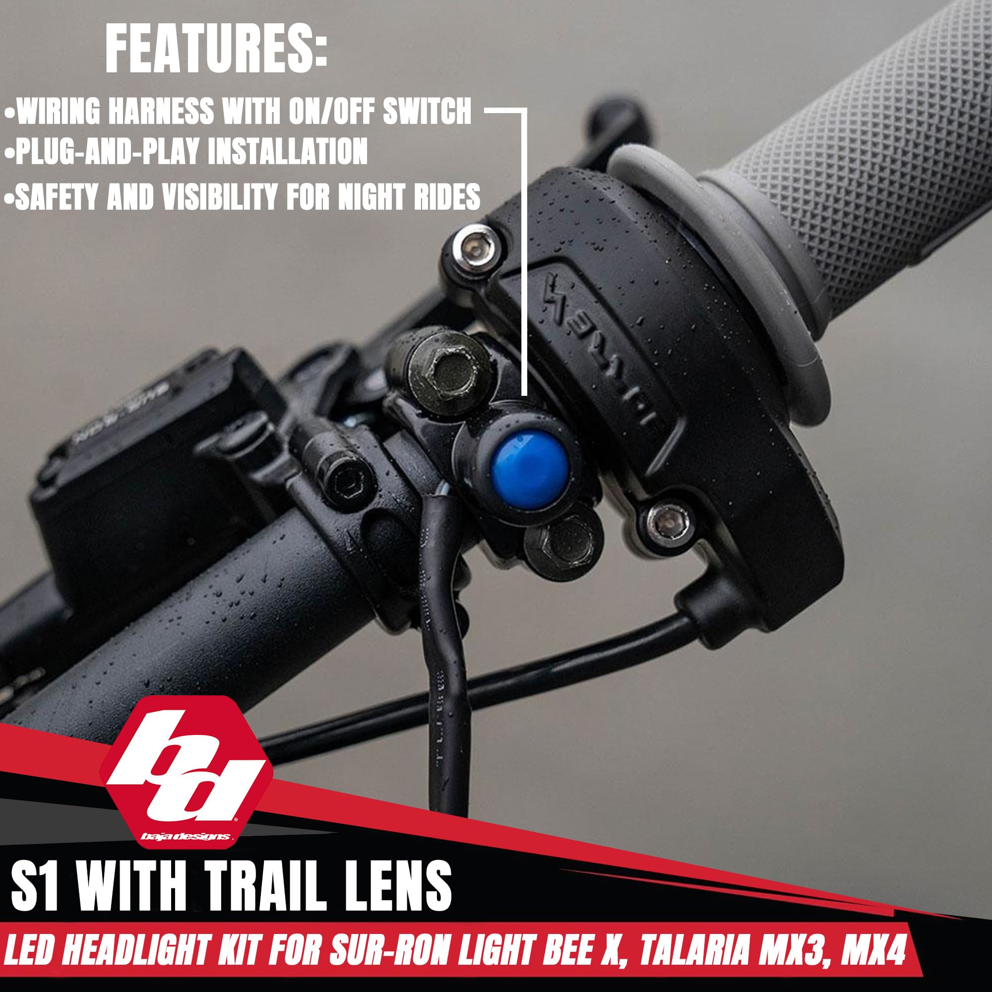 Baja Designs Headlight Kit S1 for Sur-Ron Light Bee X and Talaria MX3/MX4 (Trail Lens; Clear)