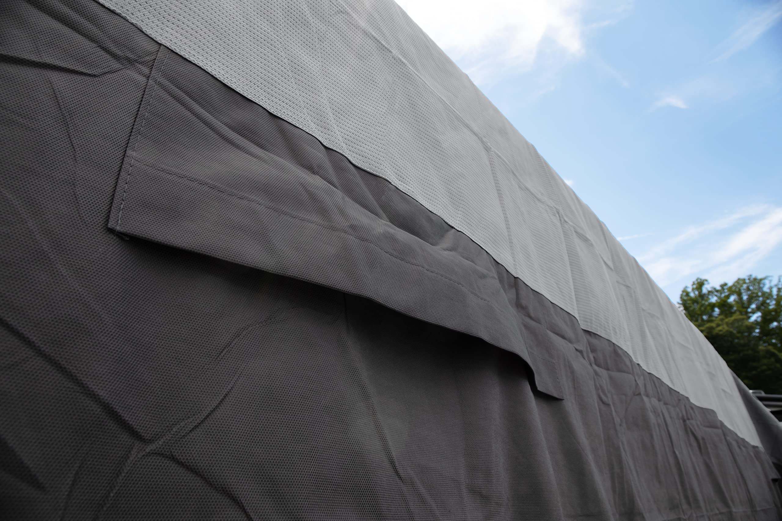 Camco 36-38-Ft Class A RV Cover ULTRAGuard - Features Zipper Entry Doors & Covered Air Vents - Crafted of Premium Spunbond Polypropylene - Includes Storage Bag for RV Storage and Organization (45735)