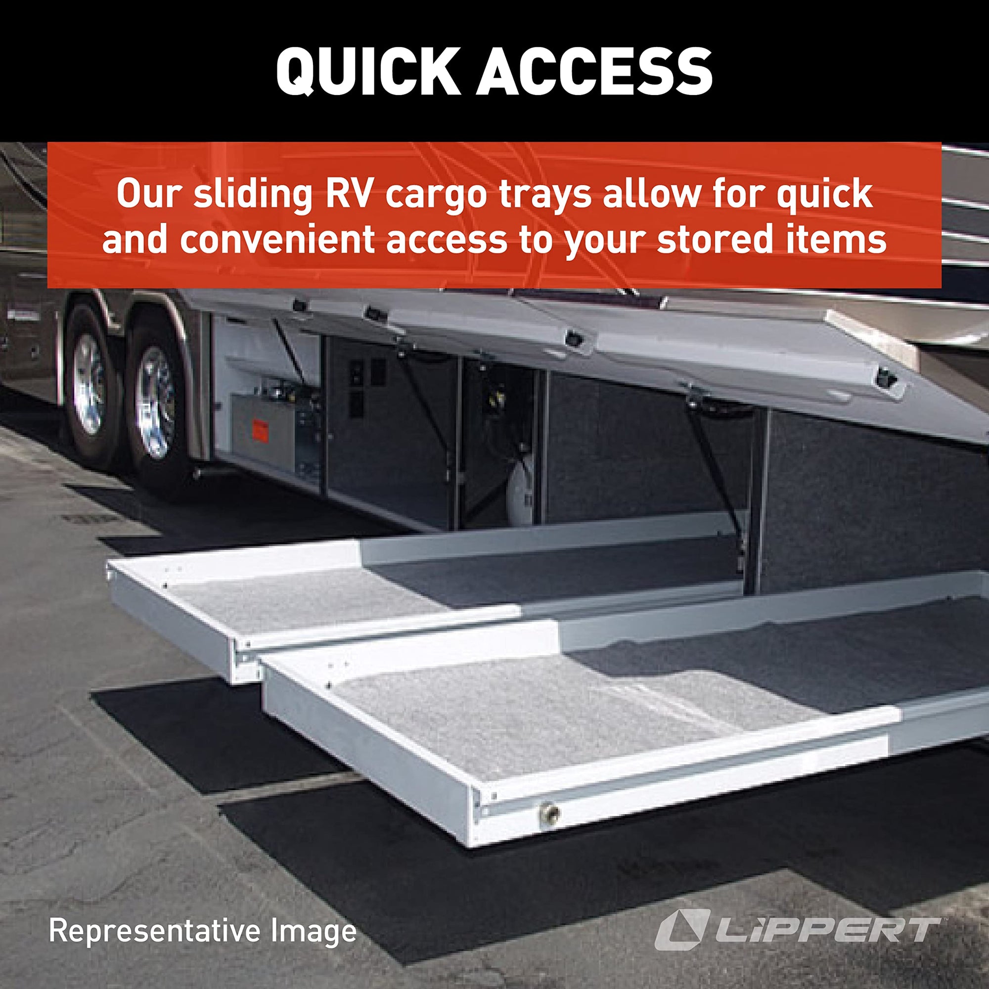 Super Slide I 1000 lbs Capacity RV Cargo Tray and Trim Kit - 70" Rails