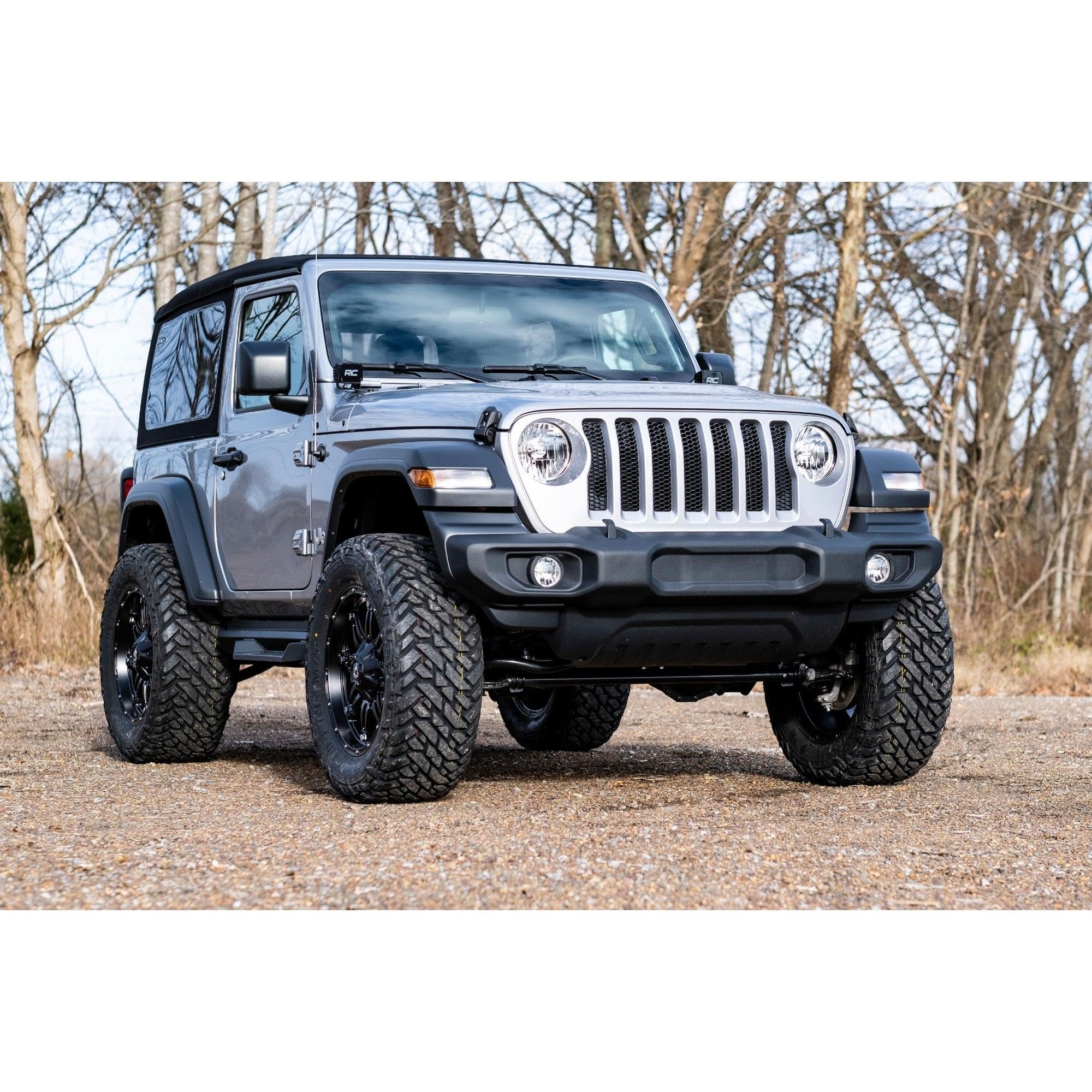 3.5 Inch Rough Country Lift Kit with Premium N3 Shocks for Jeep Wrangler JL 2-Door (2024) - Includes Control Arm Drop Brackets, Front Driveshaft, Springs