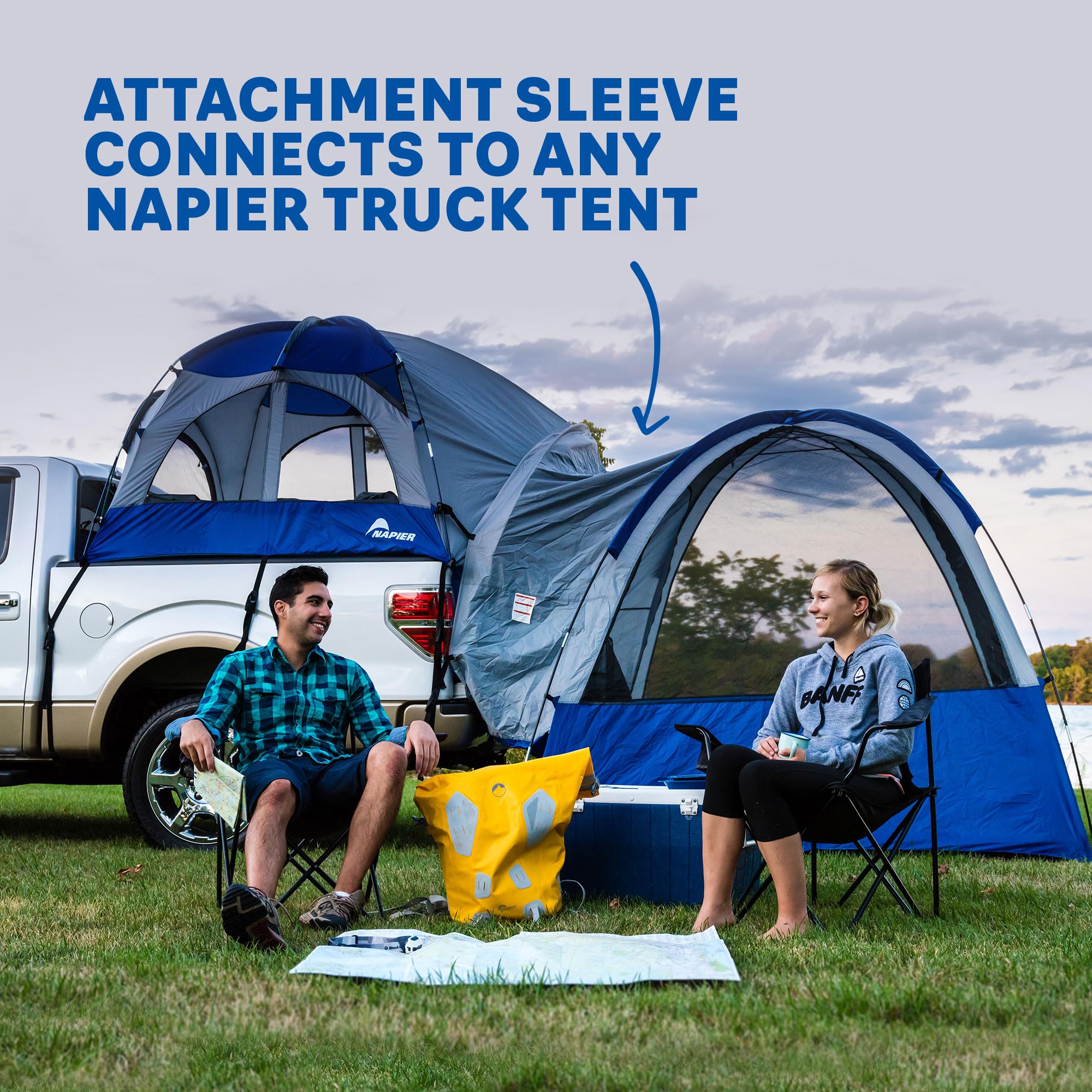 Sportz Link Napier Portable 4 Person Truck Bed Attachment Outdoor Camping Tent with Convenient Carry Bag, Blue (Trunk Tent Not Included)