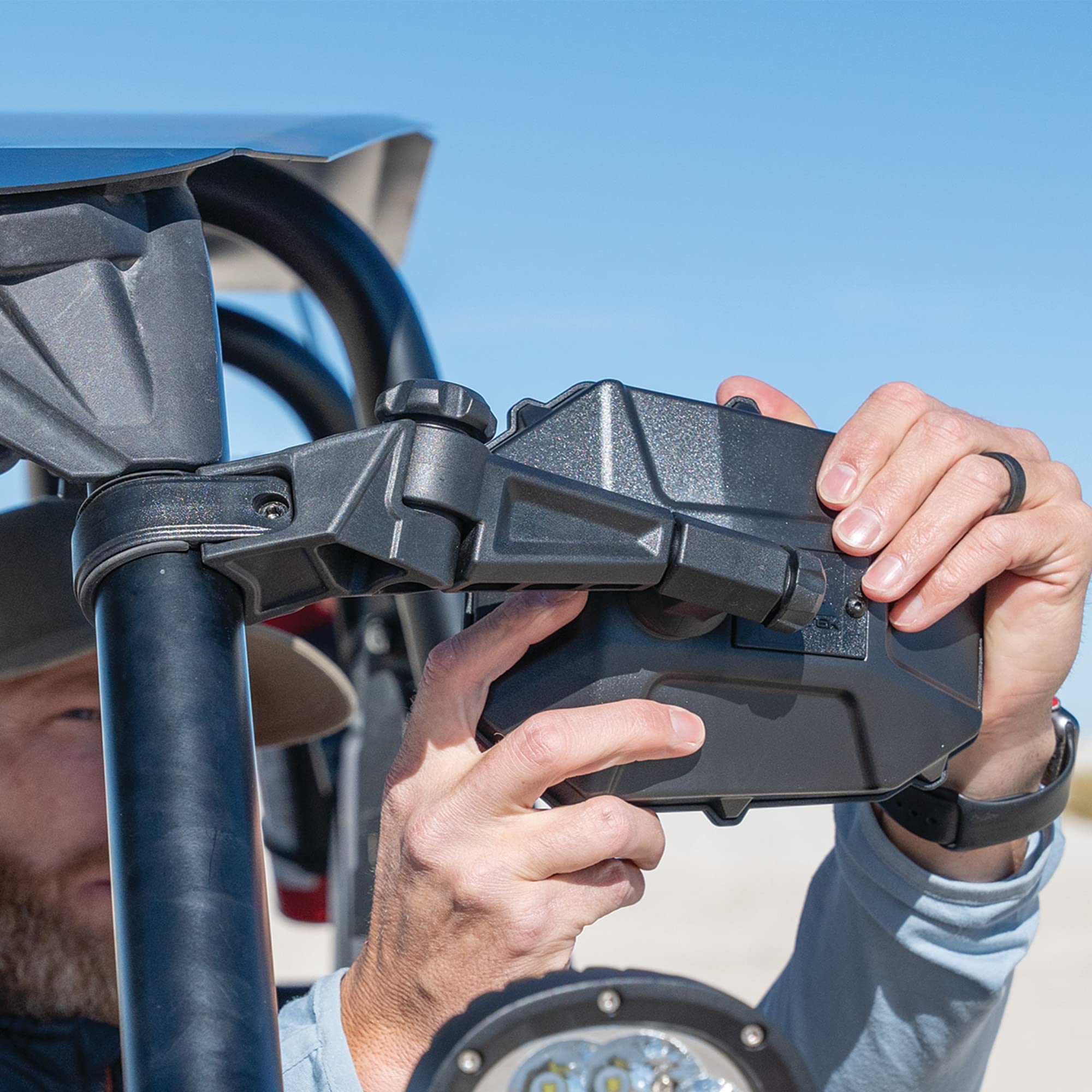 UTVMIR-ES1, ATV TEK Elite UTV Deluxe Single Side Mirror with Dual Axis Breakaway - Round Tube & Profiled roll cages