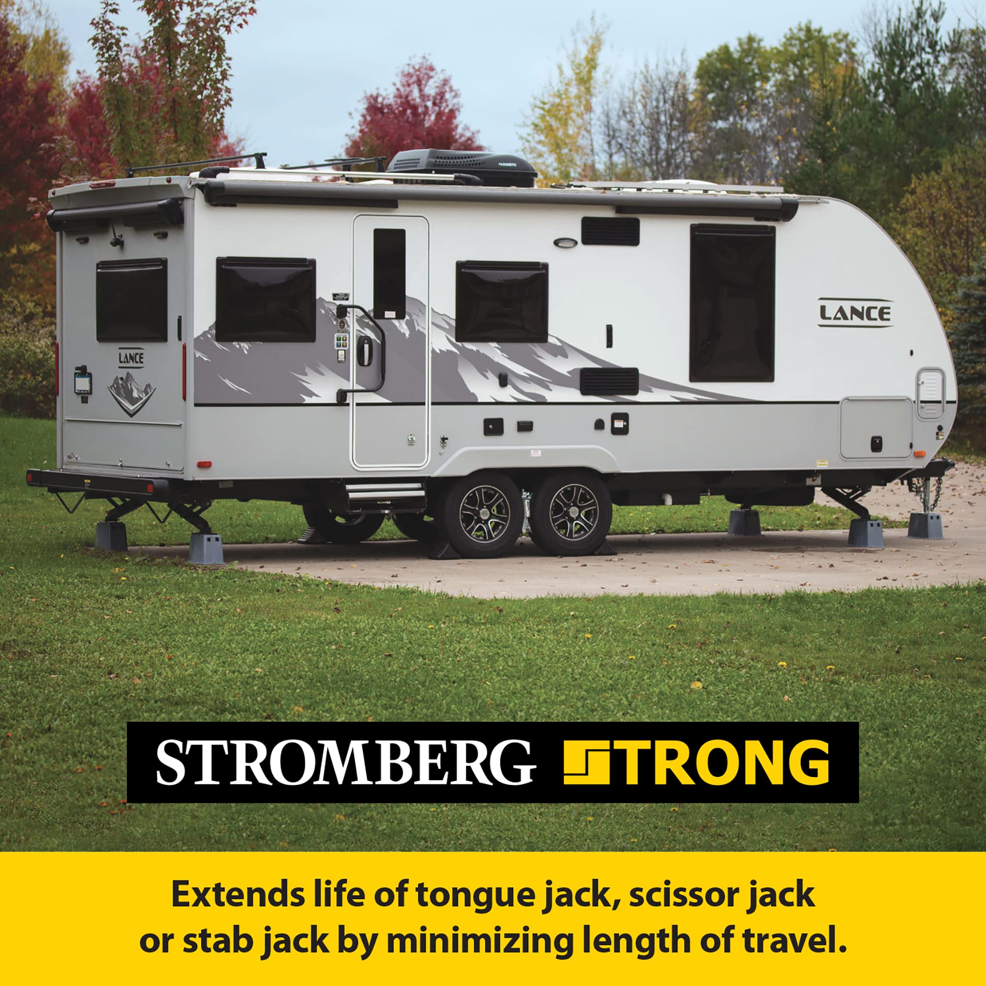Stromberg Carlson Peak JBP-813.1 Base Pad - Trailer Jack Block – RV Pads – Travel Trailer Accessories – Tongue Jack Base – Leveling Block – Camper Accessories for RV Platform (1 Pack, Gray)