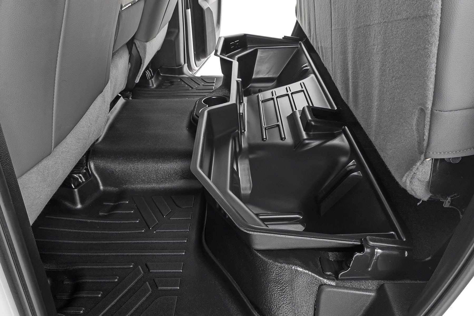 Rough Country Under Seat Storage for 2500 (2011-2024) Ram 1500 (2011-2018) Quad/Crew Cab - Durable, Anti-Skid Thermoplastic Underseat Organizer