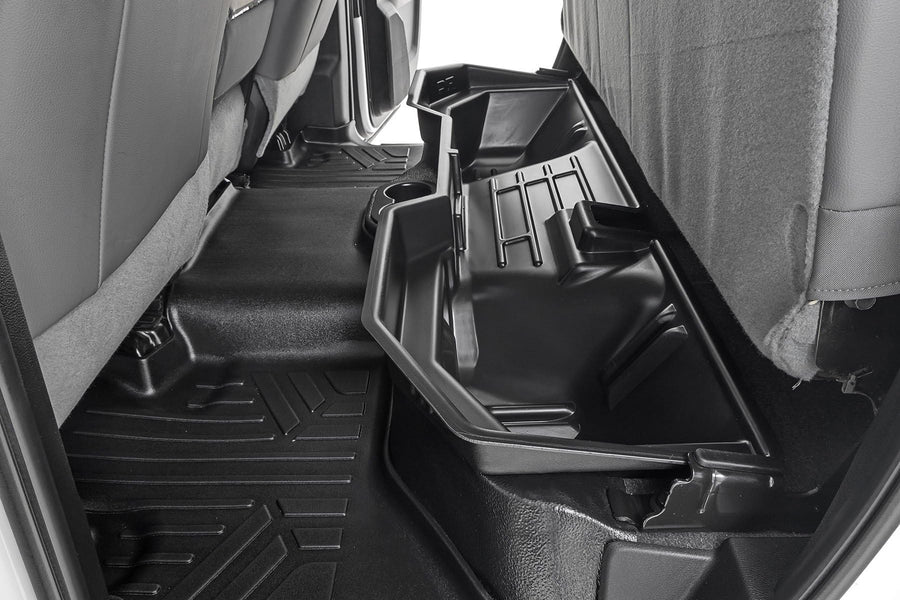 Rough Country Under Seat Storage for 2500 (2011-2024) Ram 1500 (2011-2018) Quad/Crew Cab - Durable, Anti-Skid Thermoplastic Underseat Organizer