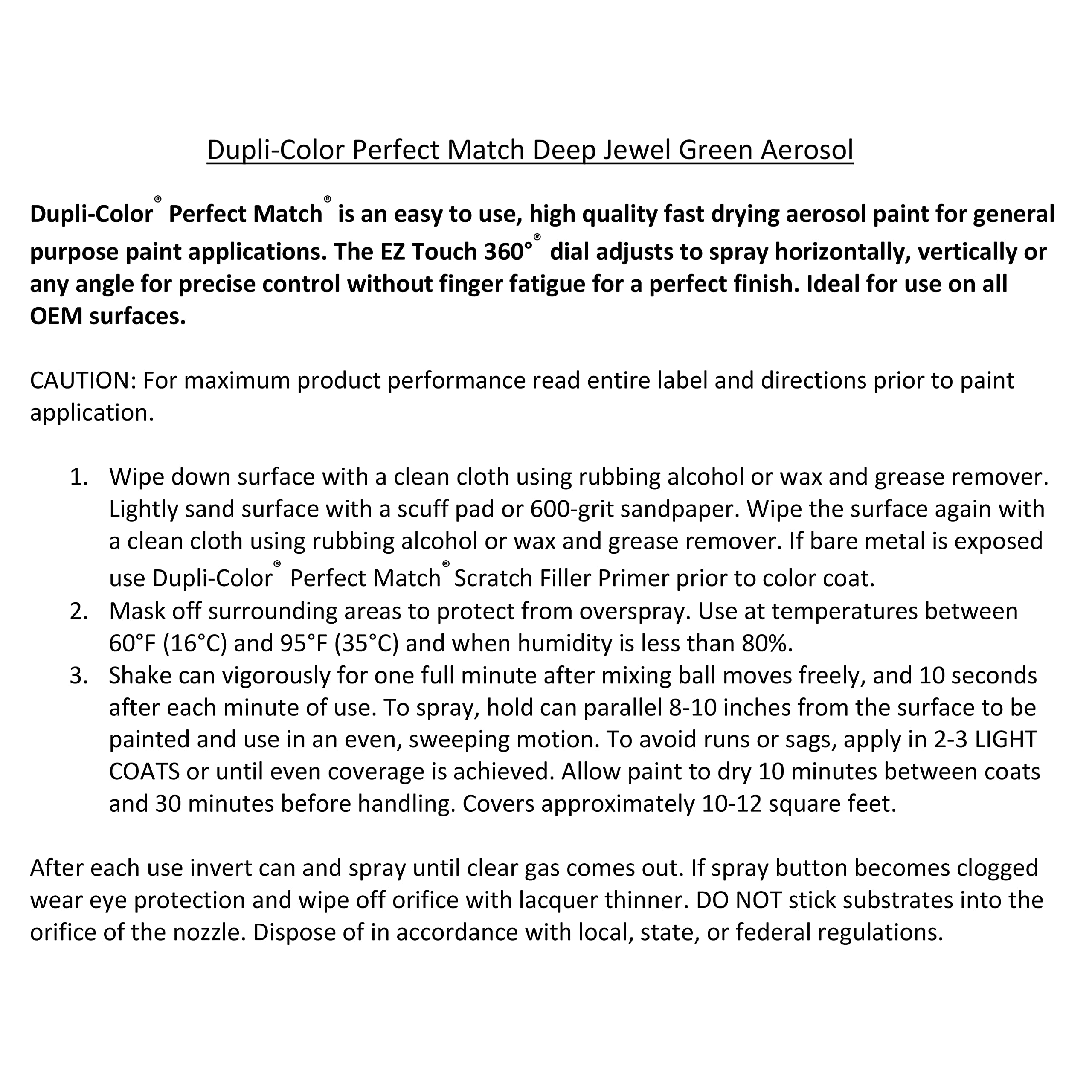 Perfect Match Dupli-Color EBFM03277 Automotive Spray Paint – Ford Deep Jewel Green Metallic, PA/TM – 8 oz. Aerosol Can