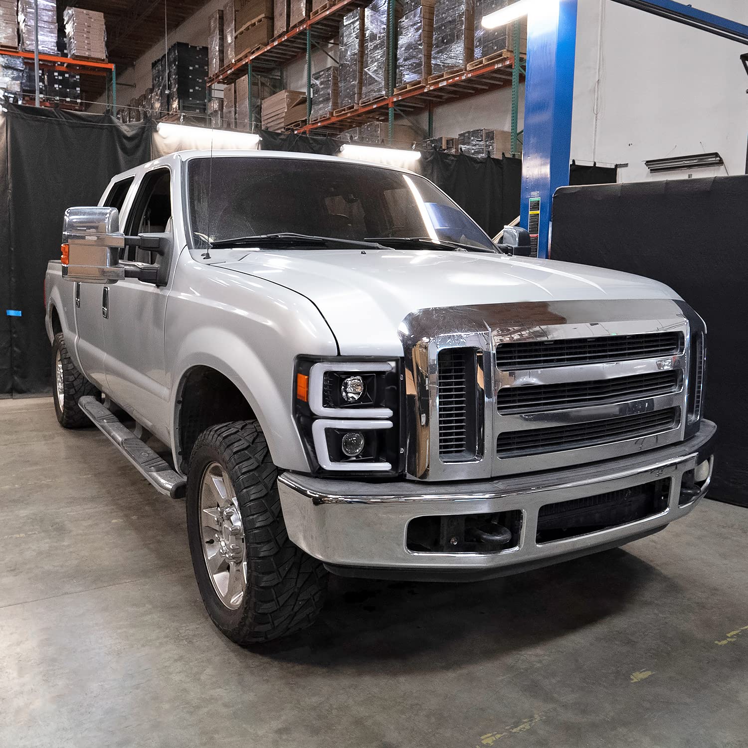 Jet Black SPEC-D TUNING Sequential Switchback Projector Headlights Compatible with 2008-2010 Ford F-250, F-350, F-450