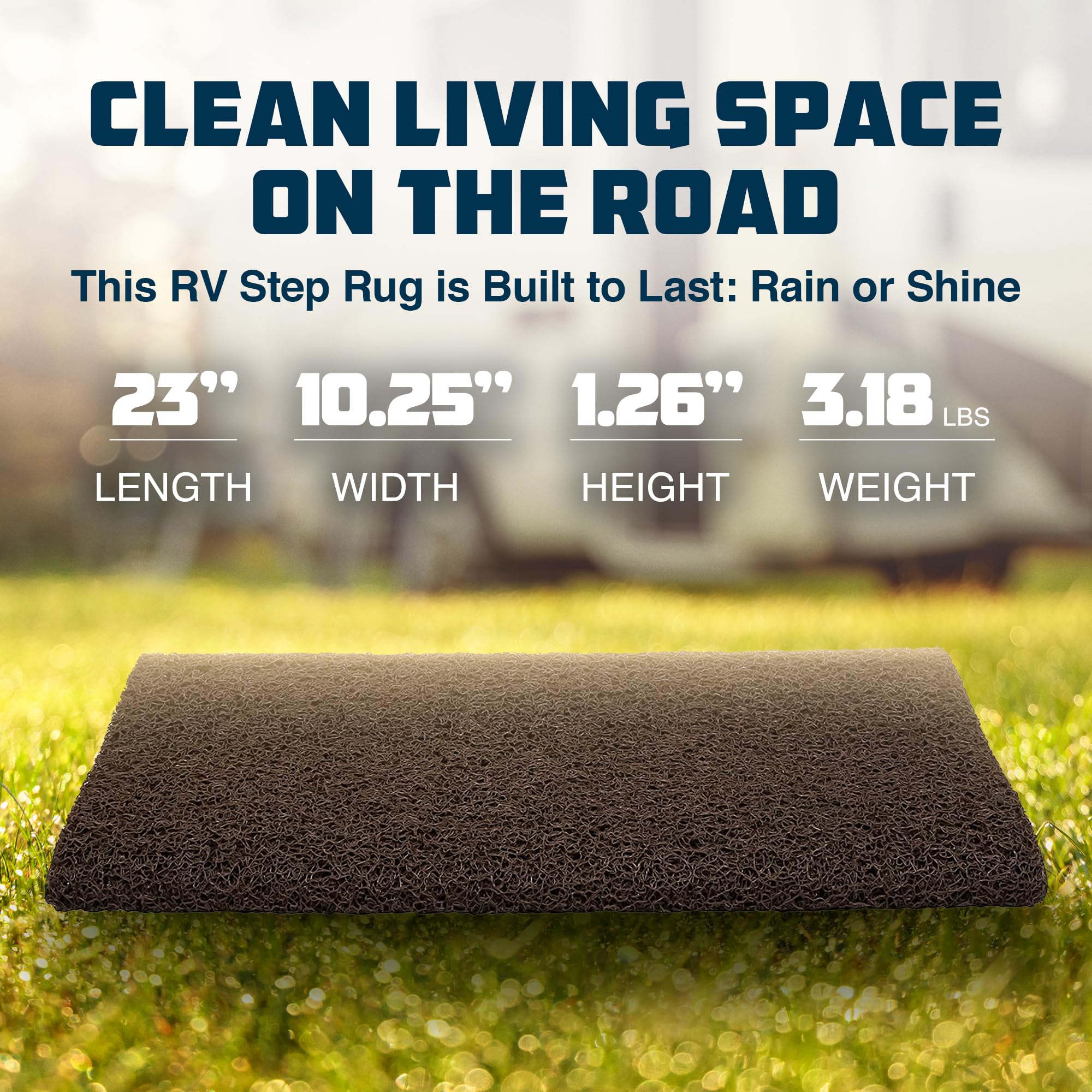 Camco RV Premium Wrap Around Step Rug (PVC Material (22" x 23"), Brown (42967)