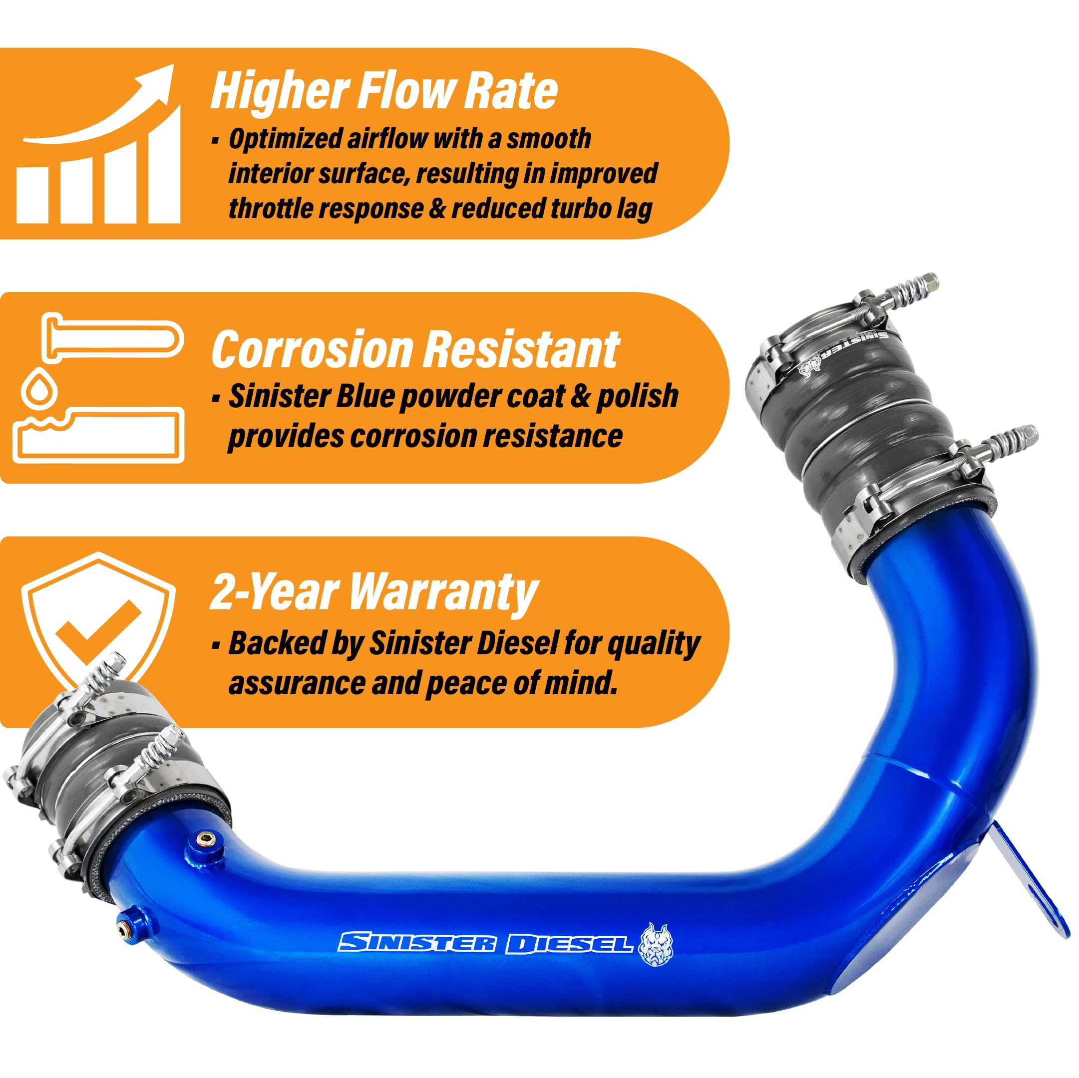 Intercooler Pipe Sinister Diesel for Ford Powerstroke 2008-2010 6.4L (Cold Side)