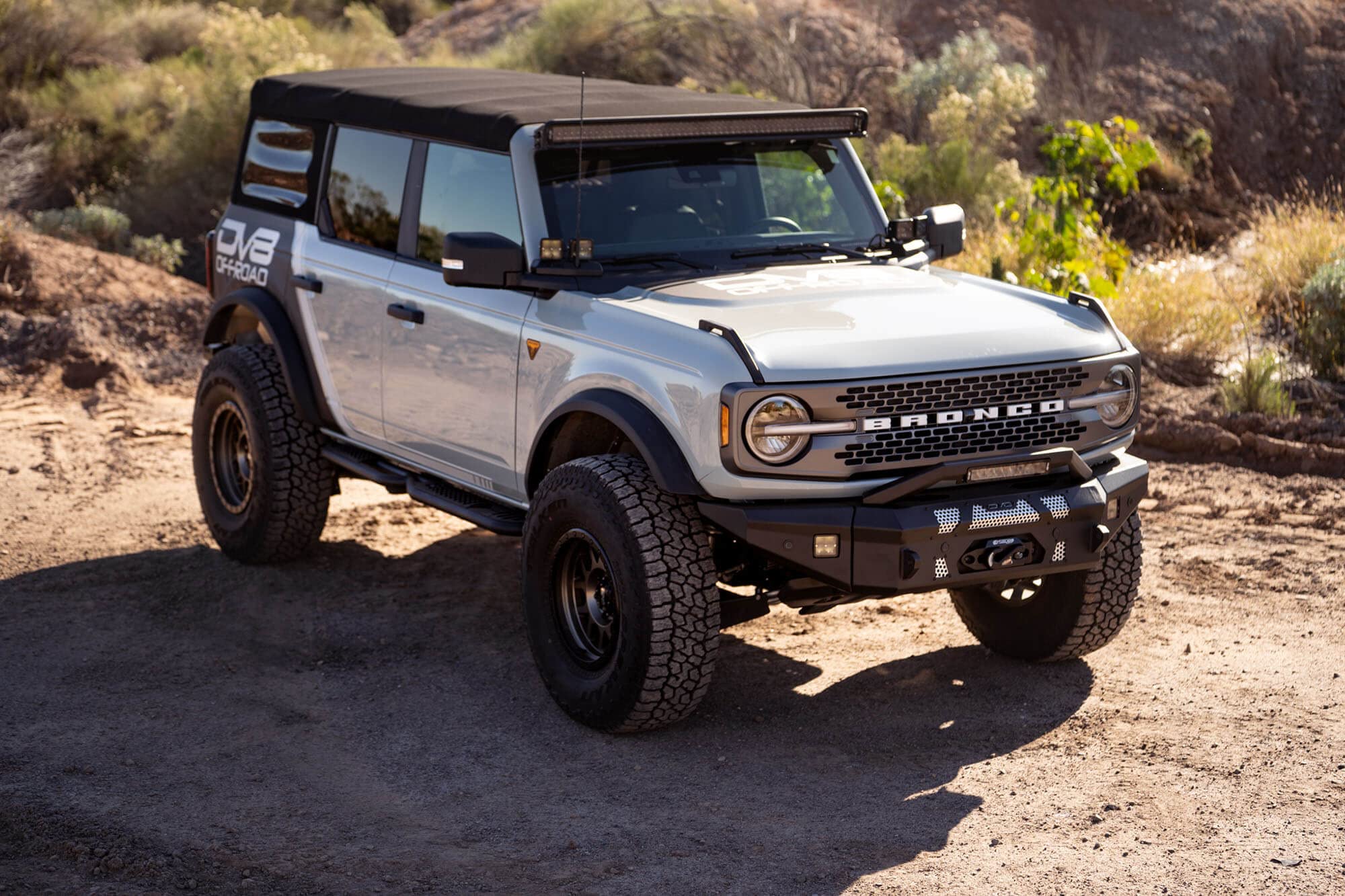 Straight LED Light Bar Mount DV8 Offroad for 2021-2025 Ford Bronco | Fits One 52" LED bar| Up to 16 3" Pods | Fits OEM Mounts | No Drill Installation