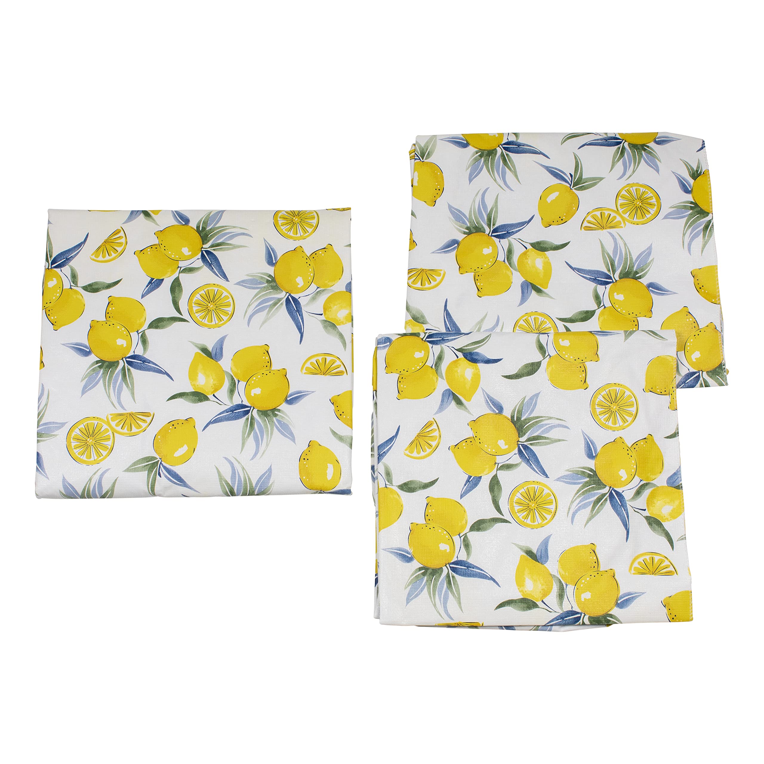 Vinyl Tablecloth Lippert with Bench Covers for Picnic Tables - Lemon Toss, Yellow