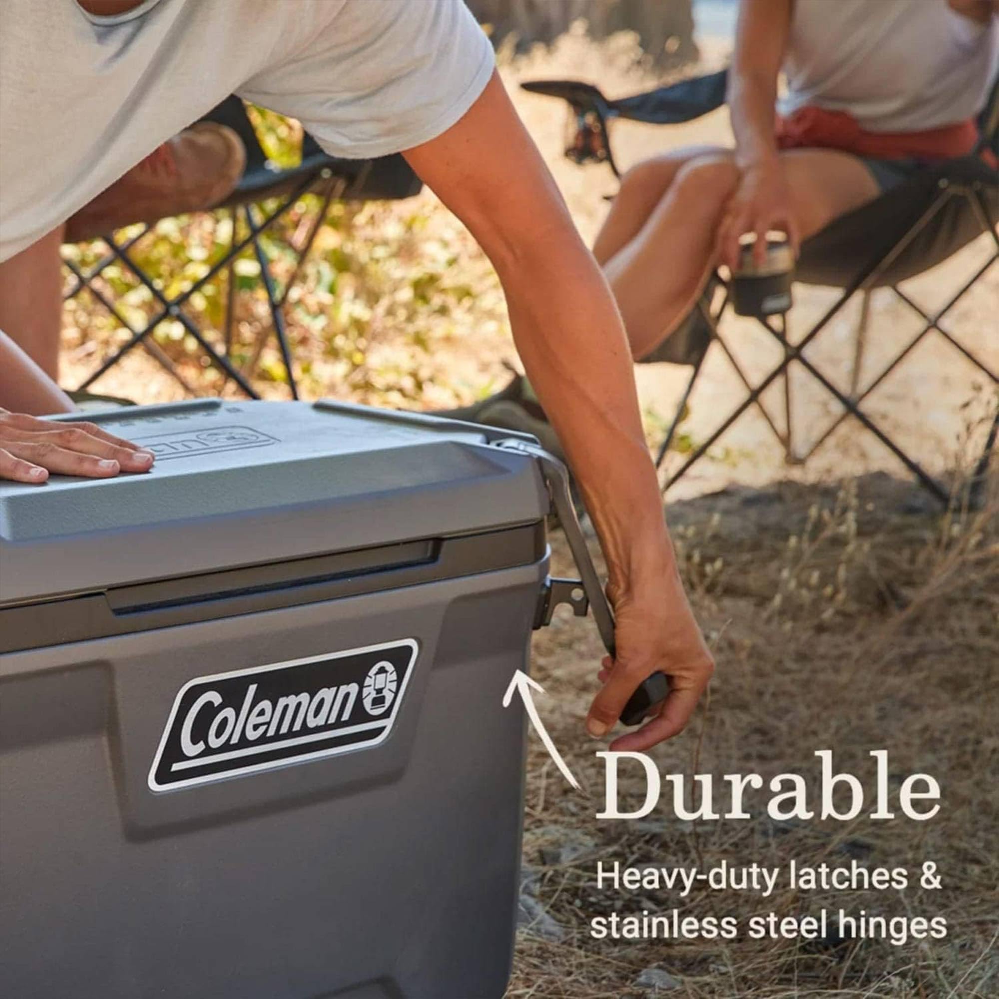 Coleman 55 Quart Convoy Series Lightweight Portable Cooler with Nonslip Grip Reflective Rope Handles for Long Haul Outdoor Adventures, Dark Storm