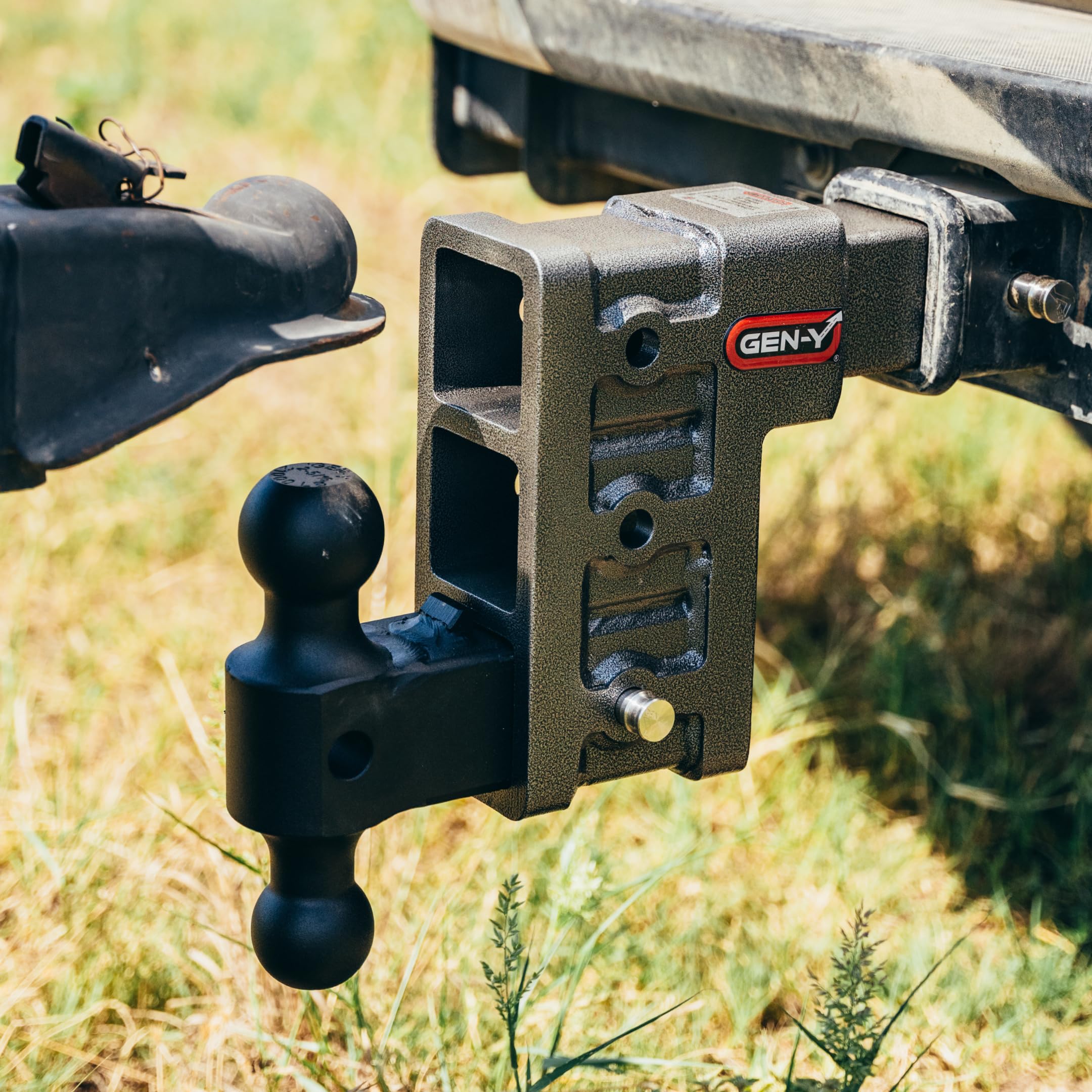 GEN-Y Hitch Tow Hitch - 6" Drop/Rise for 2.5" Receiver with 3 Adjustable Positions, Includes Dual Ball Mount and Locking Pin, 21,000 lbs Towing Capacity, 3,000 lbs Tongue Weight, Silver
