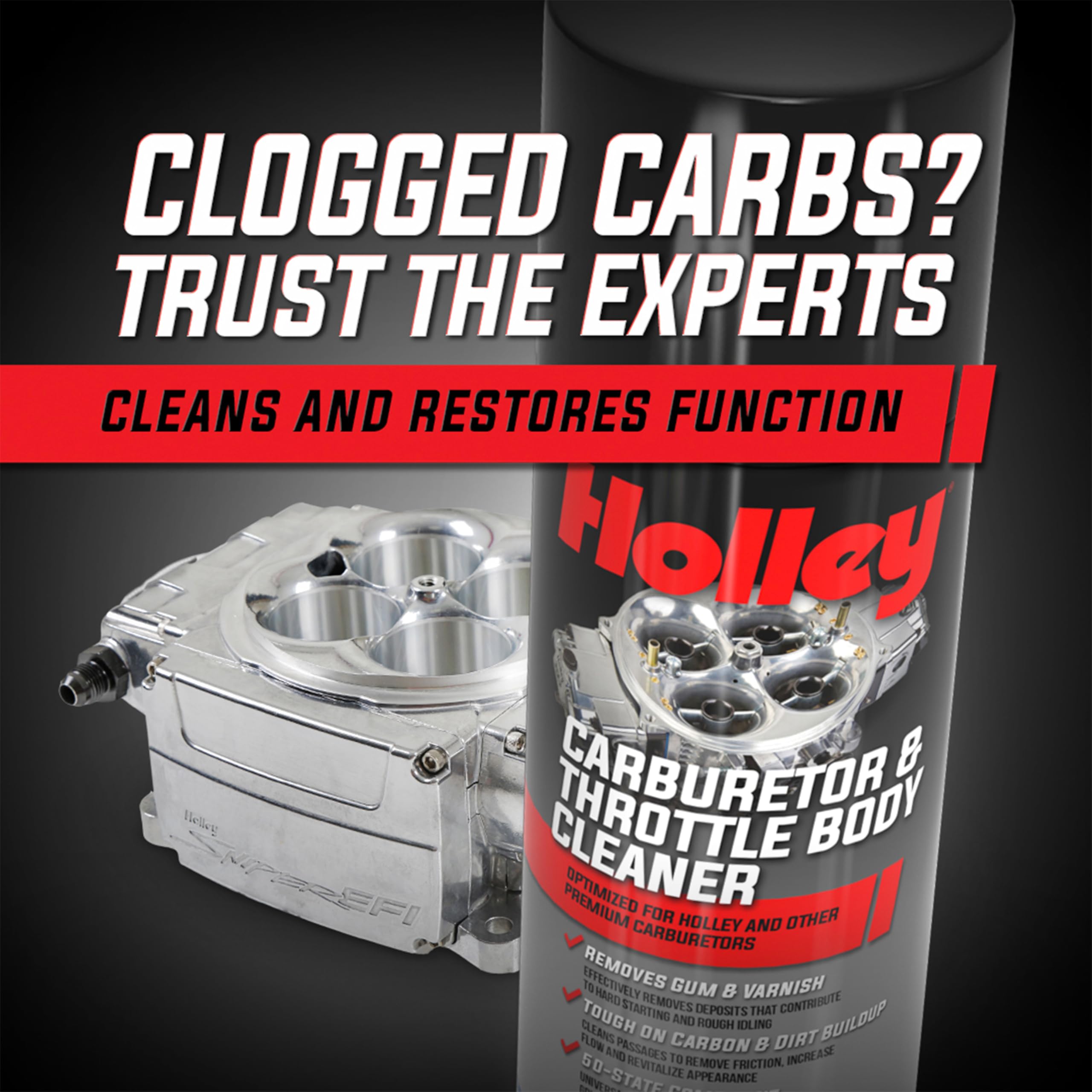 Throttle Body and Holley Carburetor Cleaner Spray, 18 oz Can - Removes Dirt, Gum, and Carbon Buildup Deposits, Degreaser - Including Carb Linkages, Plates, and Valves