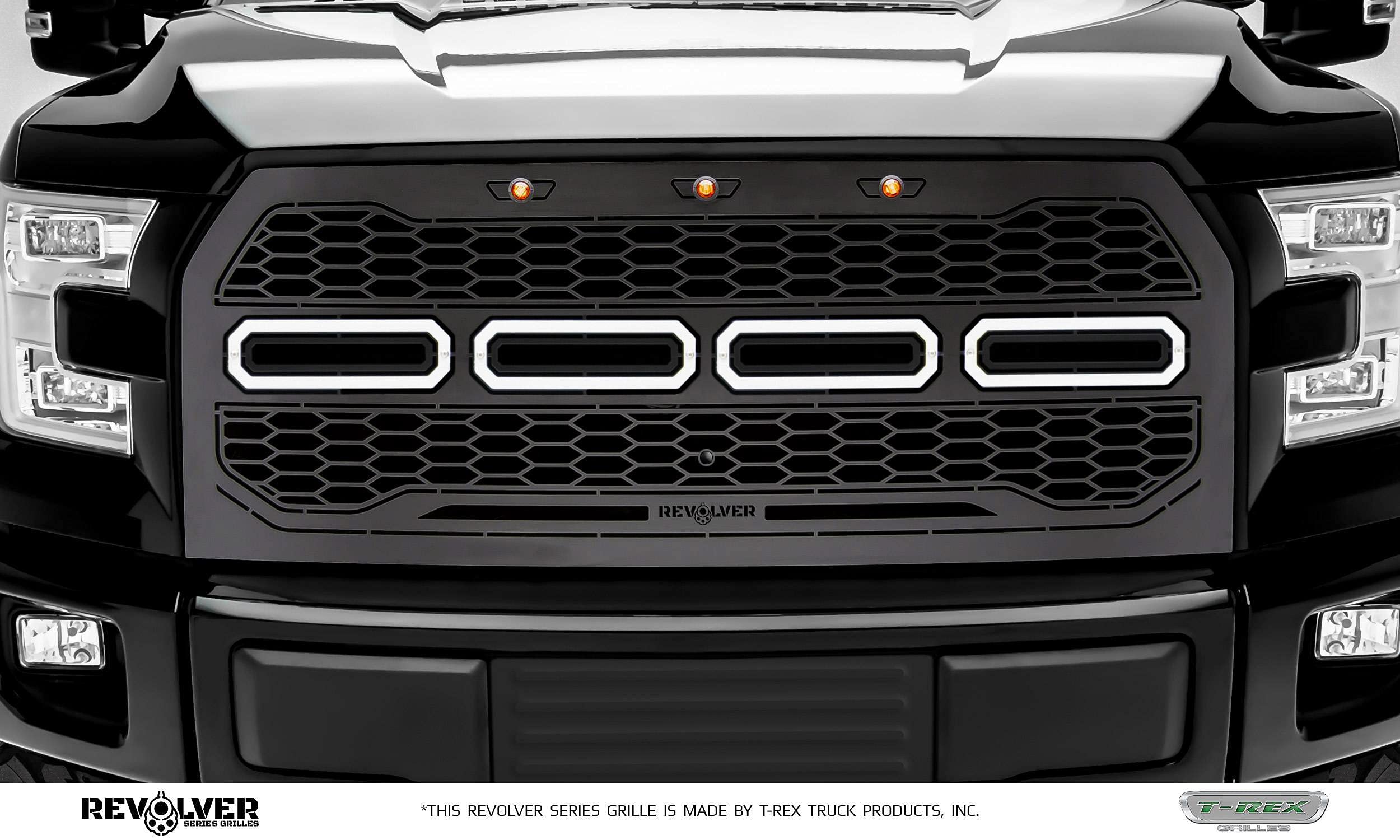 T-Rex Grilles Revolver Grille, 2015-2017 F-150, Black, 1 Pc, Replacement, Fits Vehicles with Camera - PN #6515771