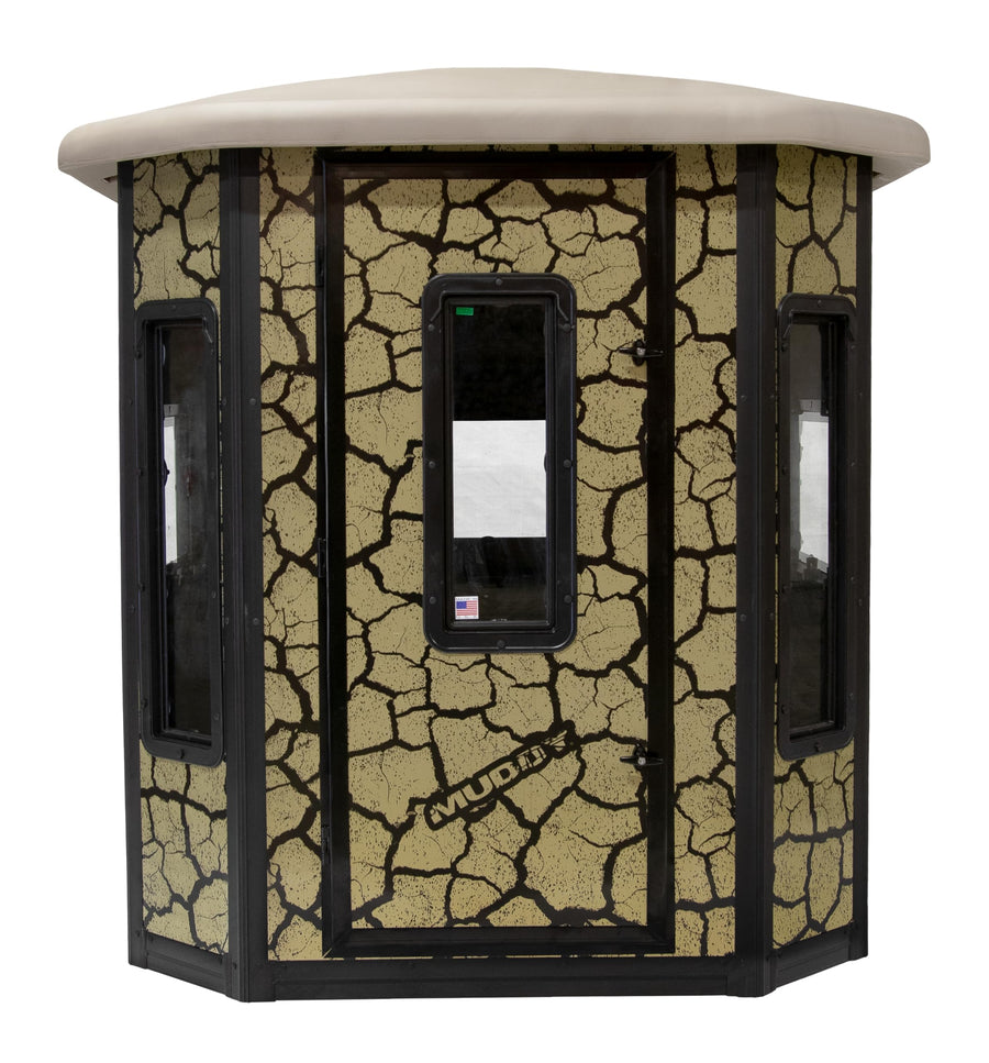 Bull XL Muddy Box Blind, Steel Wall Construction, Cracked Mud Camo