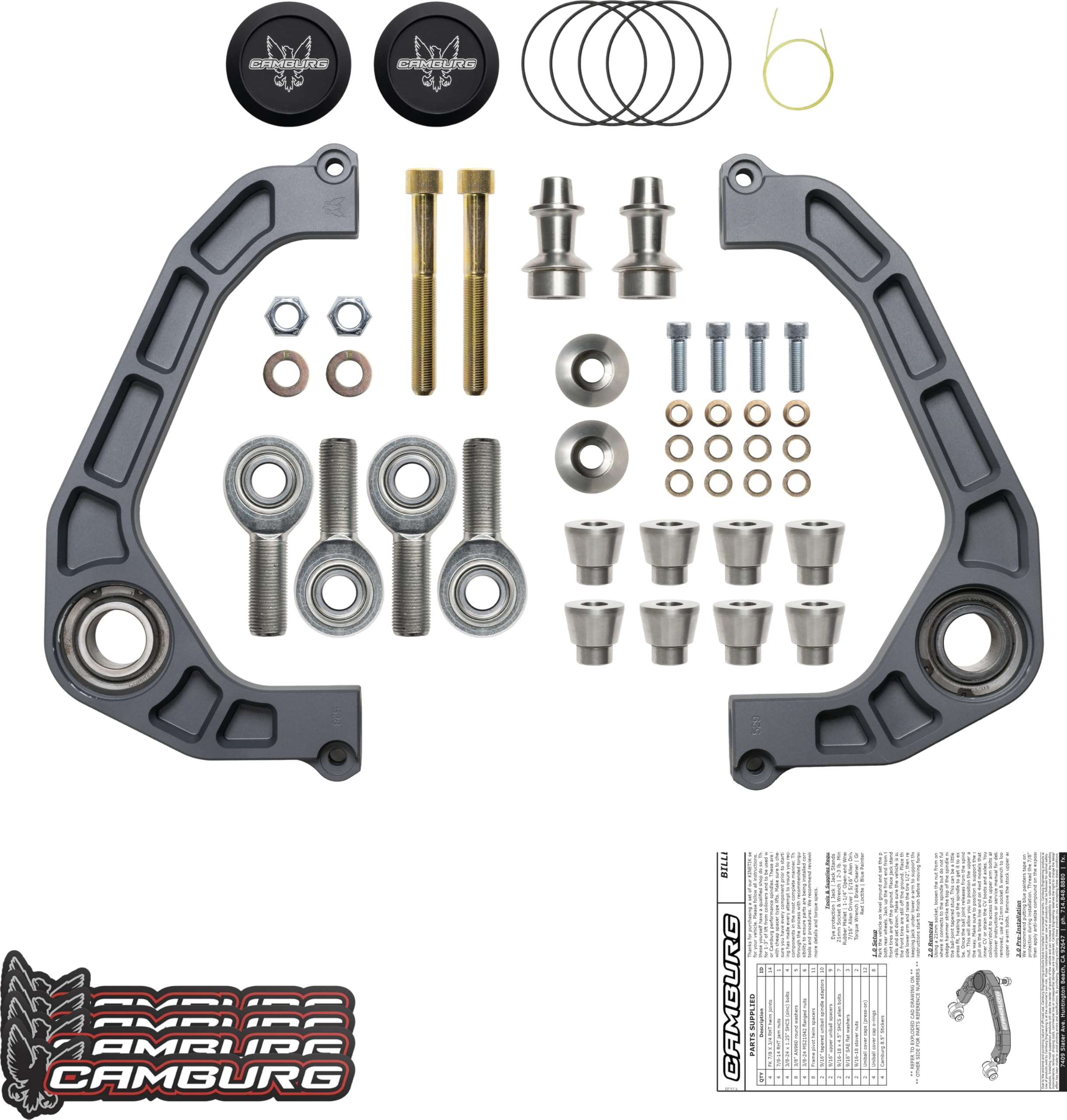 Camburg KINETIK Series Suspension Control Arm Kit CAM-110230-GRY: Gray, Compatible with 2004-2020 Ford F-150 (Excludes Raptor)