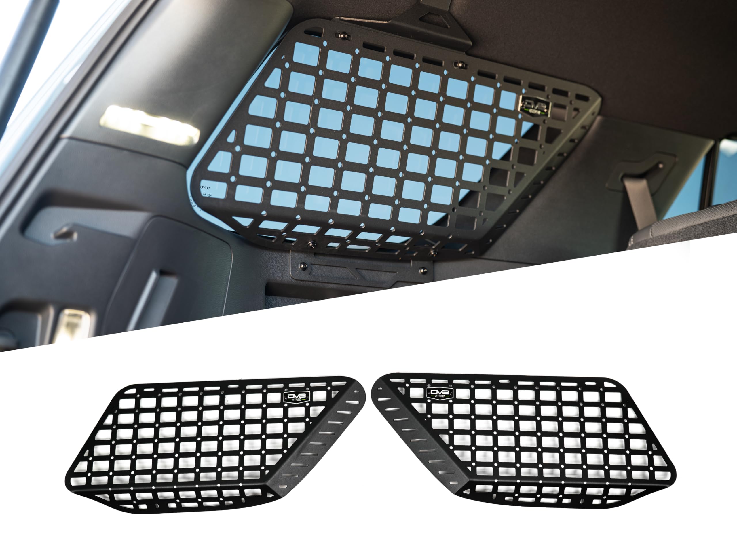 DV8 Offroad Molle Panels for Rear Window Pocket 2025 Toyota 4Runner | Enhances Your Rear Cargo Storage Space | Rattle-Free Fitment | Conforms to The Shape of Your Windows | Keeps Gear Secure | Steel