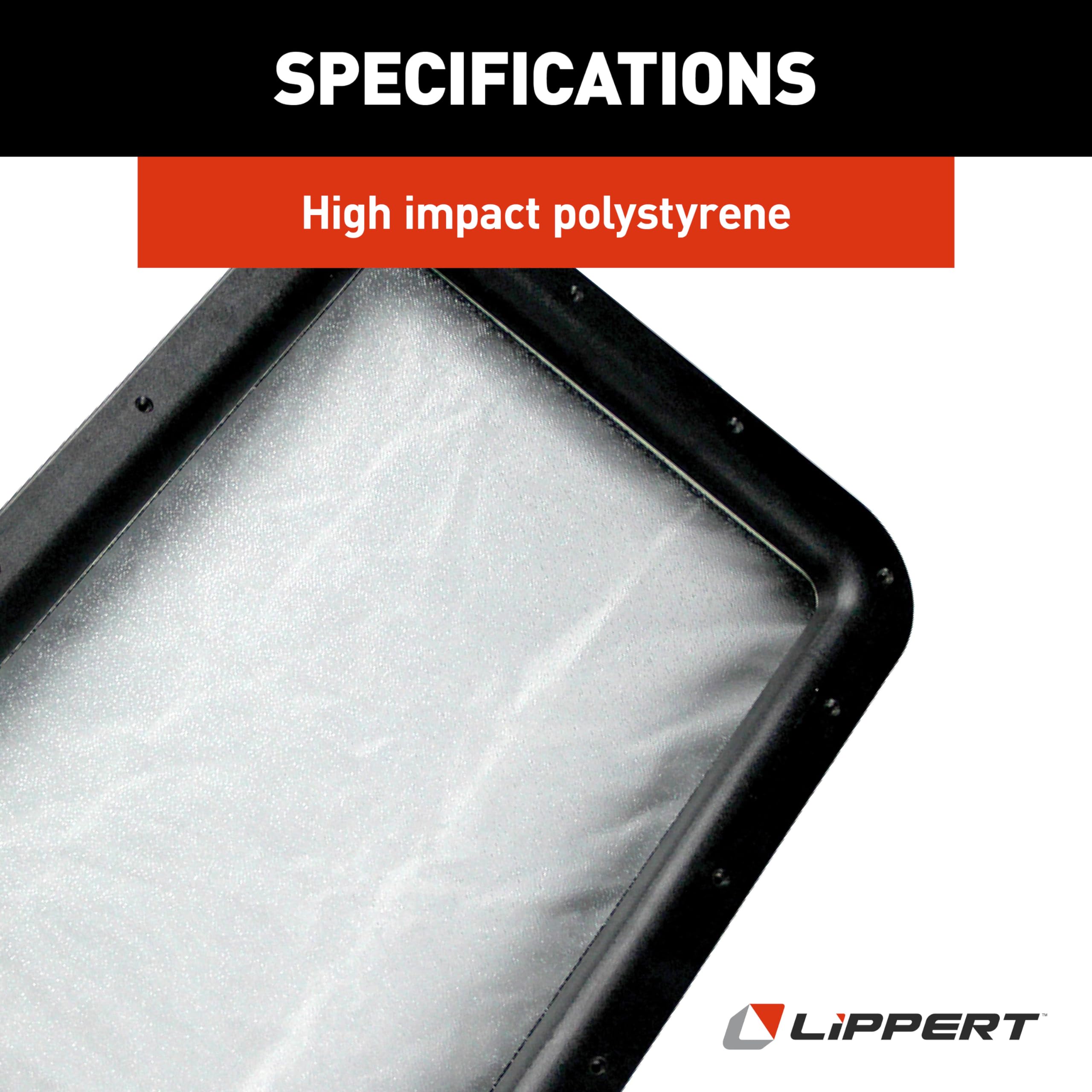 Lippert Components Replacement Inner & Outer Window Frame with Seal, Glass for Raidus RV Entry Doors, 12" x 21", Obscure Pane, No Assembly Required, Easy DIY Installation, High Impact Polystyrene, Black - 363370