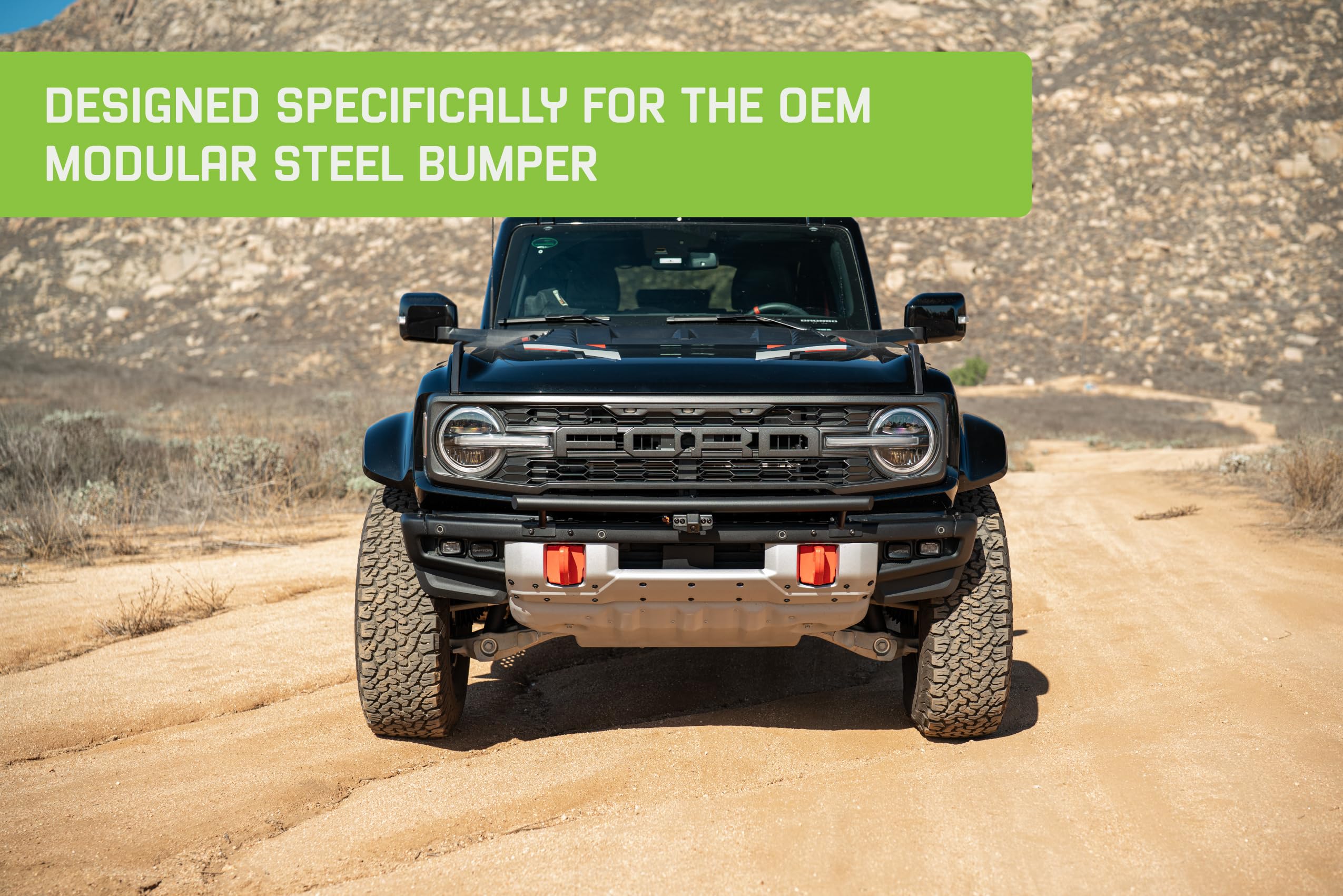 Offroad DV8 Tube Push Bar for 2021-2025 Ford Bronco | Fits OEM Modular Steel Bumper | Runs a 20" Light Bar, (8) 3" Pod Lights, or (4) 7" Round Lights | Protects Grille from Light Trail Debris | Steel