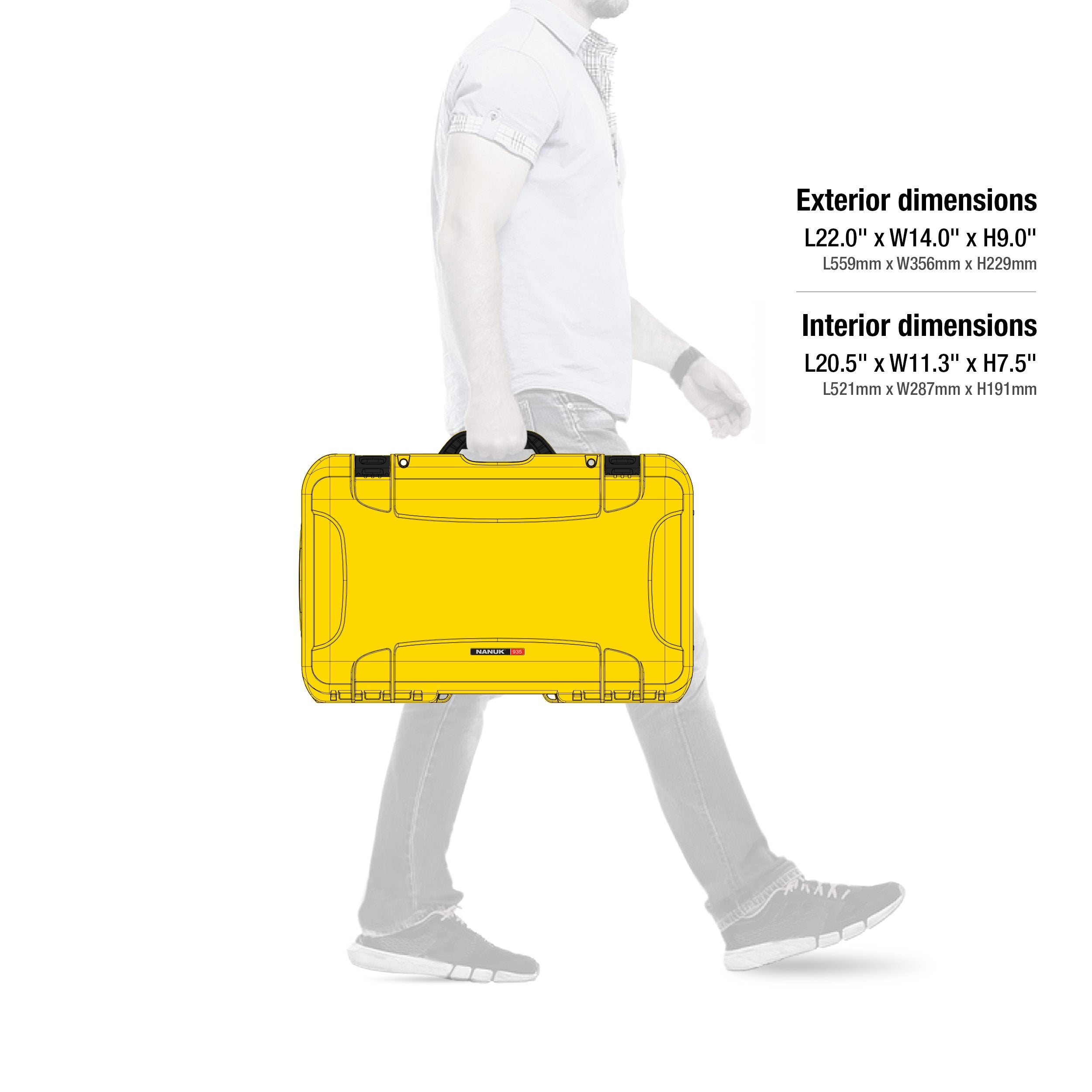 Protective Travel Case Nanuk 935 for 3 Bottles of Wine w/Wheels and Extendable Handle, TSA Approved - Yellow (935-3BTLS4)