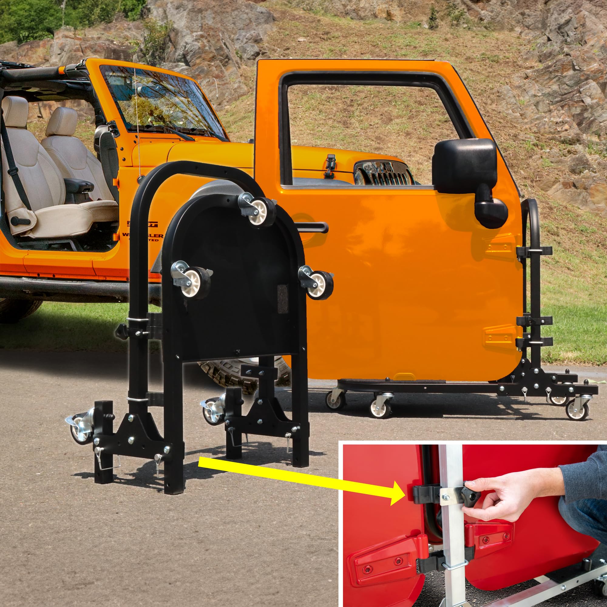 4x4 EZ 2-Door Black Rolling Storage Cart Foldable Rack fits TJ JK JL Patented