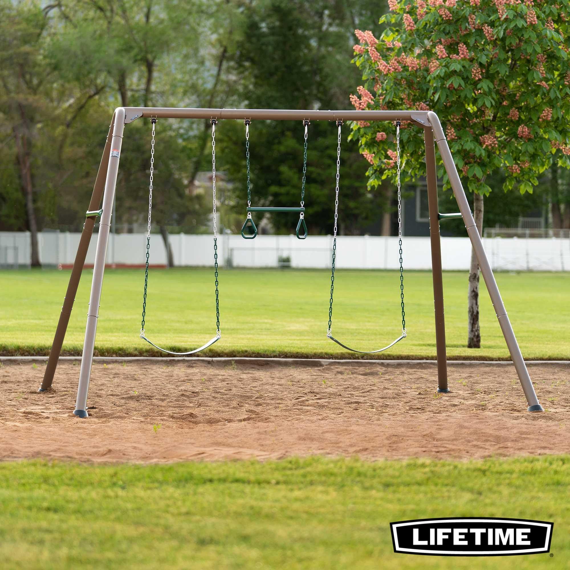Metal Lifetime Swing Set for Kids, Outdoor Heavy Duty Playset