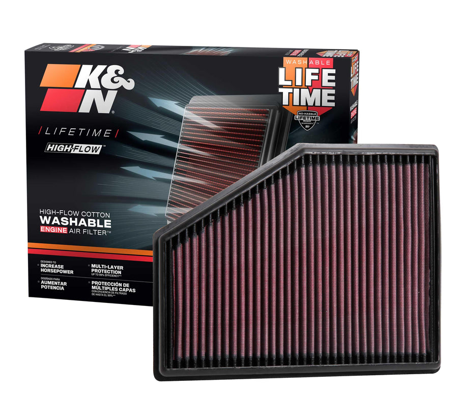 High-Flow K&N Original Lifetime Engine Air Filter: Increase Power: Premium, Washable: Compatible with 2015-2024 BMW: (See Product Description for Select Models) 33-3079
