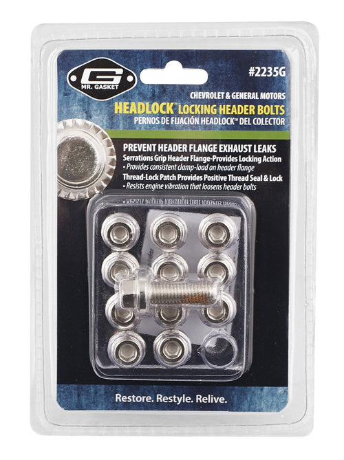 Headlock Mr. Gasket 2235G Locking Header Bolt, (Set of 12)