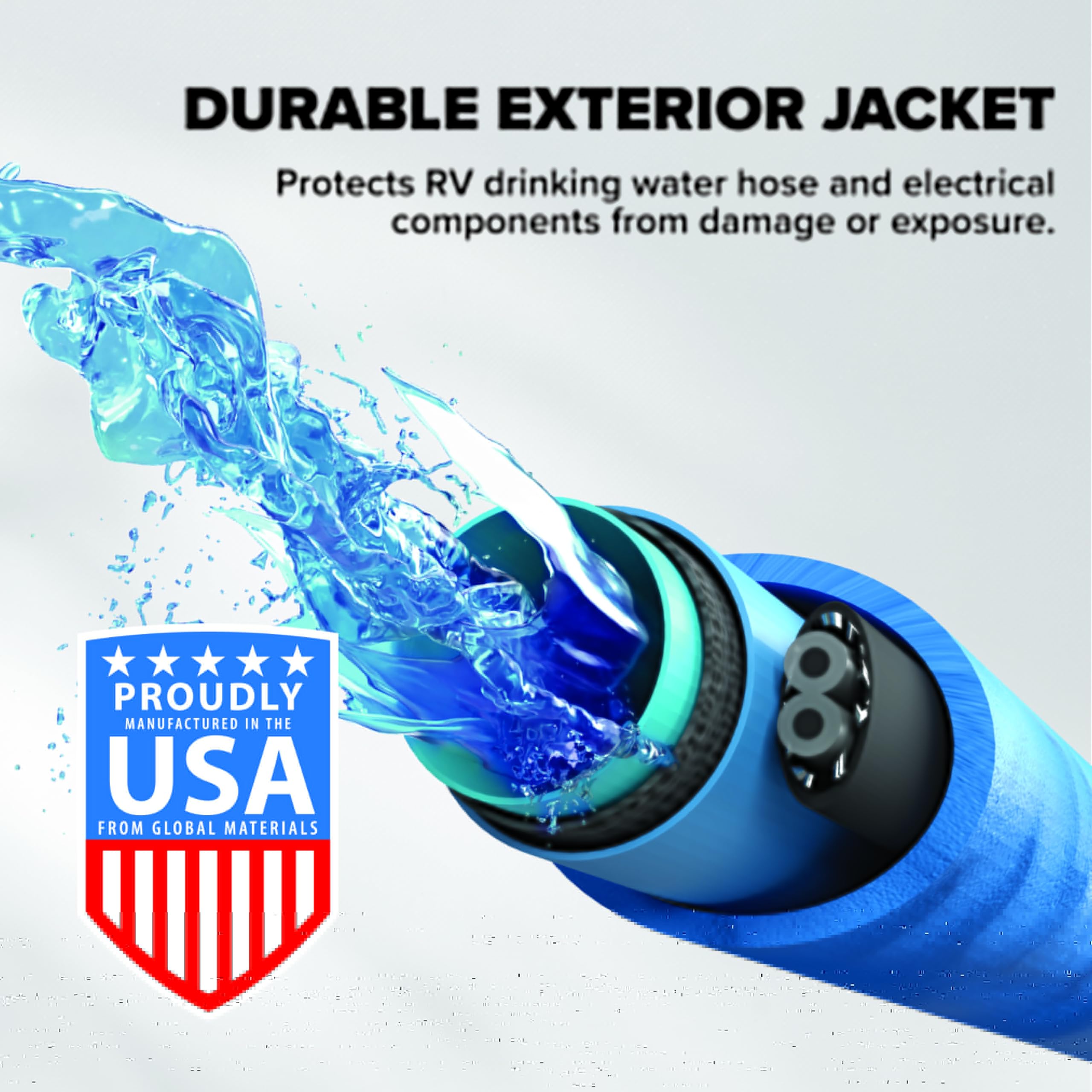 50' Heated Water Hose Camco for RV — Prevents Freezing Down to -20° — Certified For Drinking Water & Lead-Free — Great for Campers, Livestock, Agriculture, Kennels, etc. — 5/8" ID (22912)
