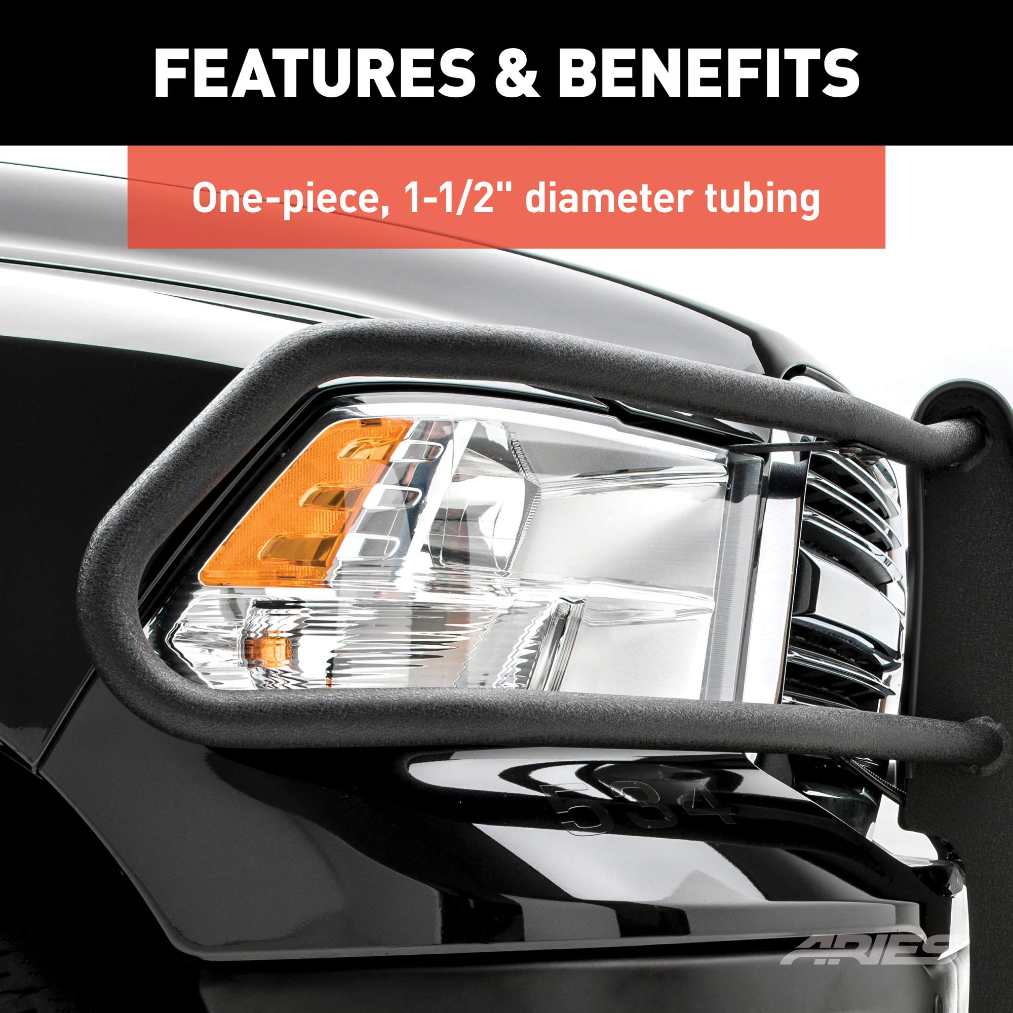 Pro Series ARIES Black Steel Grille Guard, No-Drill, Select Toyota Tacoma