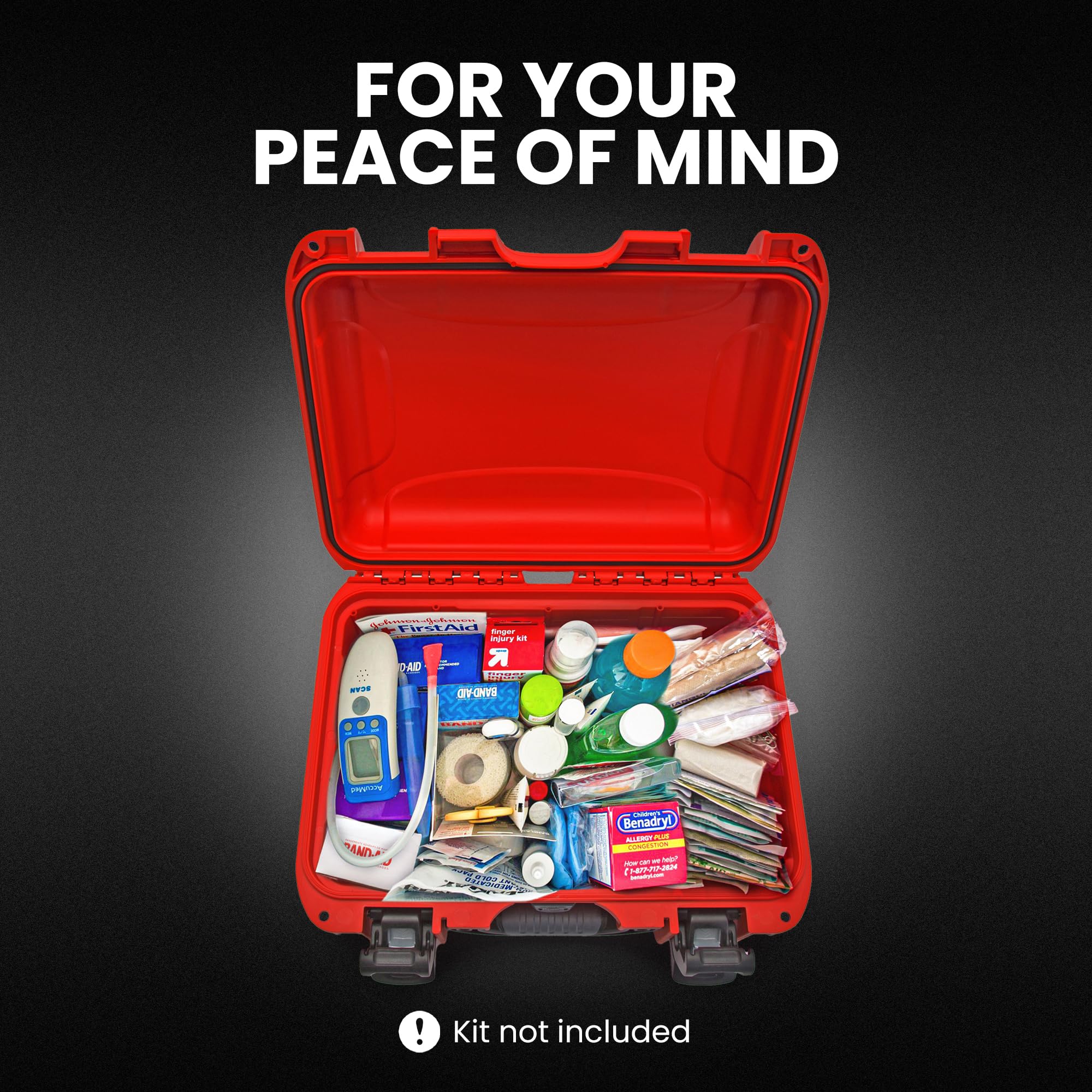 NANUK Waterproof 915 First Aid Box Empty – Durable, Medical First Aid Organizer Case, IP67-Rated, Dustproof, Impact-Resistant, and Floats (13.8" x 9.3" x 6.2") – Red