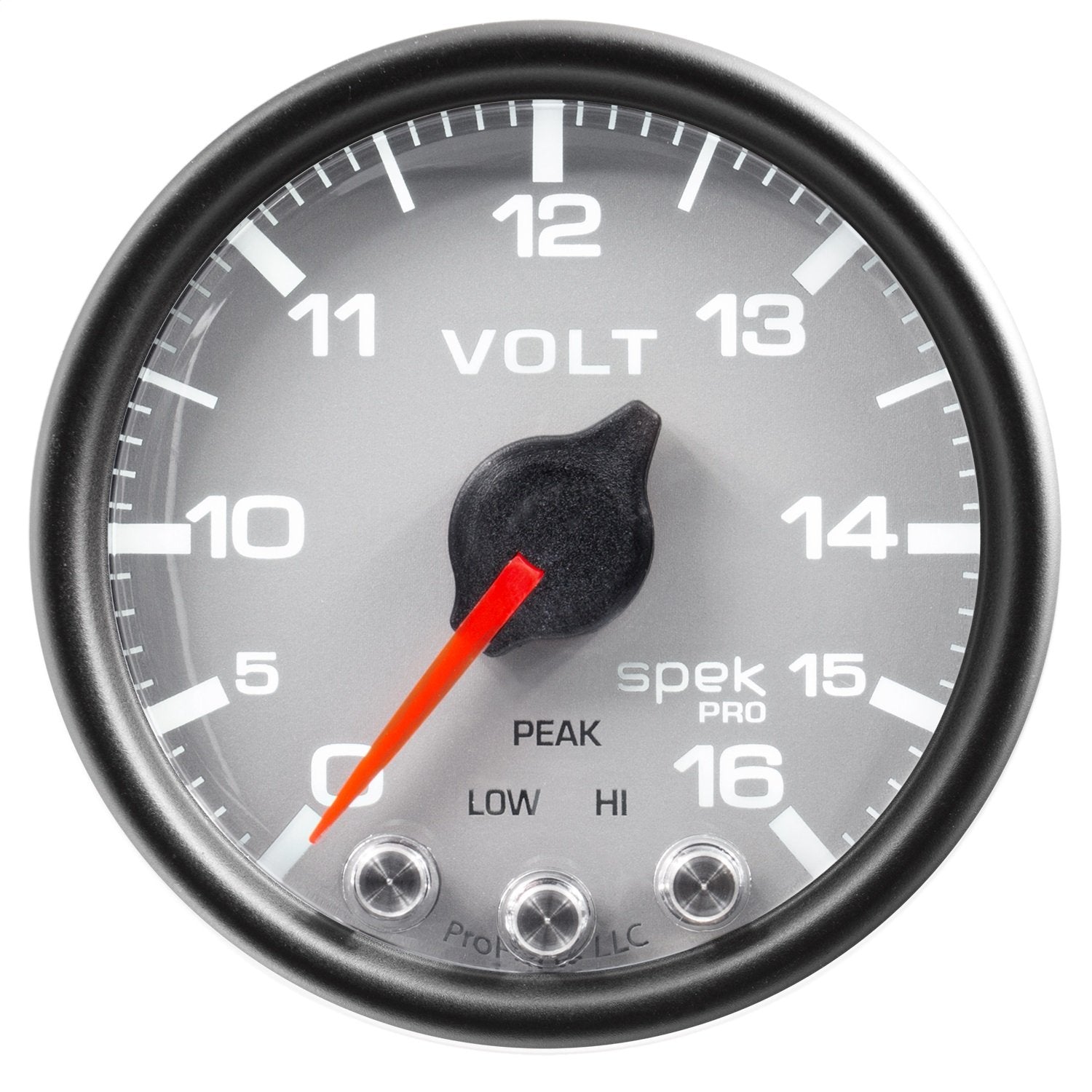 Gauge AUTO METER P34422 Voltmeter (Spek-Pro 2 1/16", 16V, Stepper Motorwith Peak & Warn, Slvr/Blk, Spek-Pro)