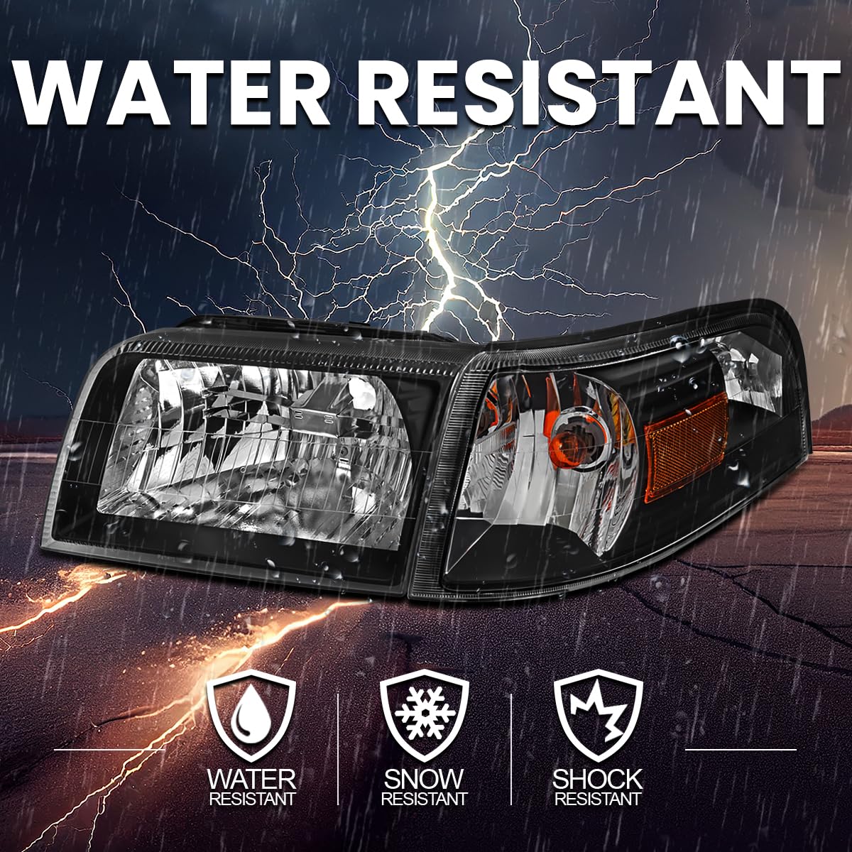 Black Headlights + Corner Lights SPEC-D TUNING Compatible with 2006-2011 Mercury Grand Marquis