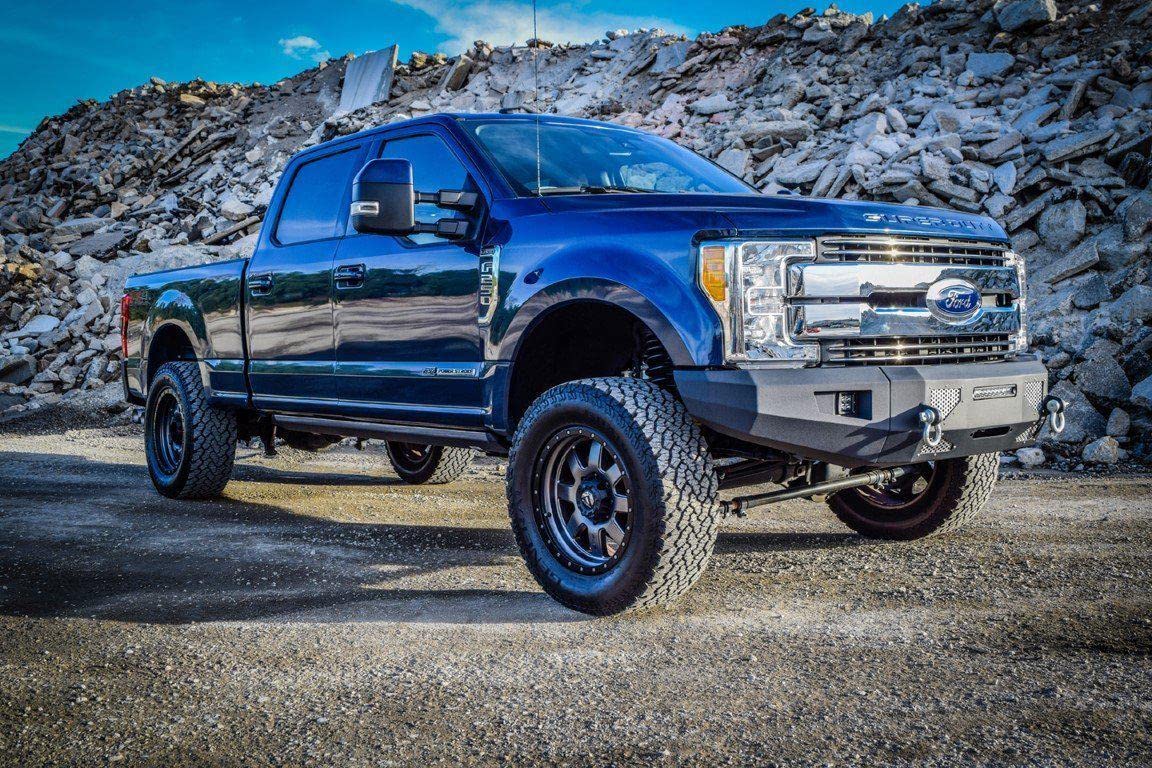 Bumper Front fits 2017-2019 F-250/F-350/F-450 Super Duty Trucks | 3pc Modular Construction | Integrated Winch Mount | Strategic Airflow Cutouts | Auxiliary Light Cutouts | DV8 Offroad